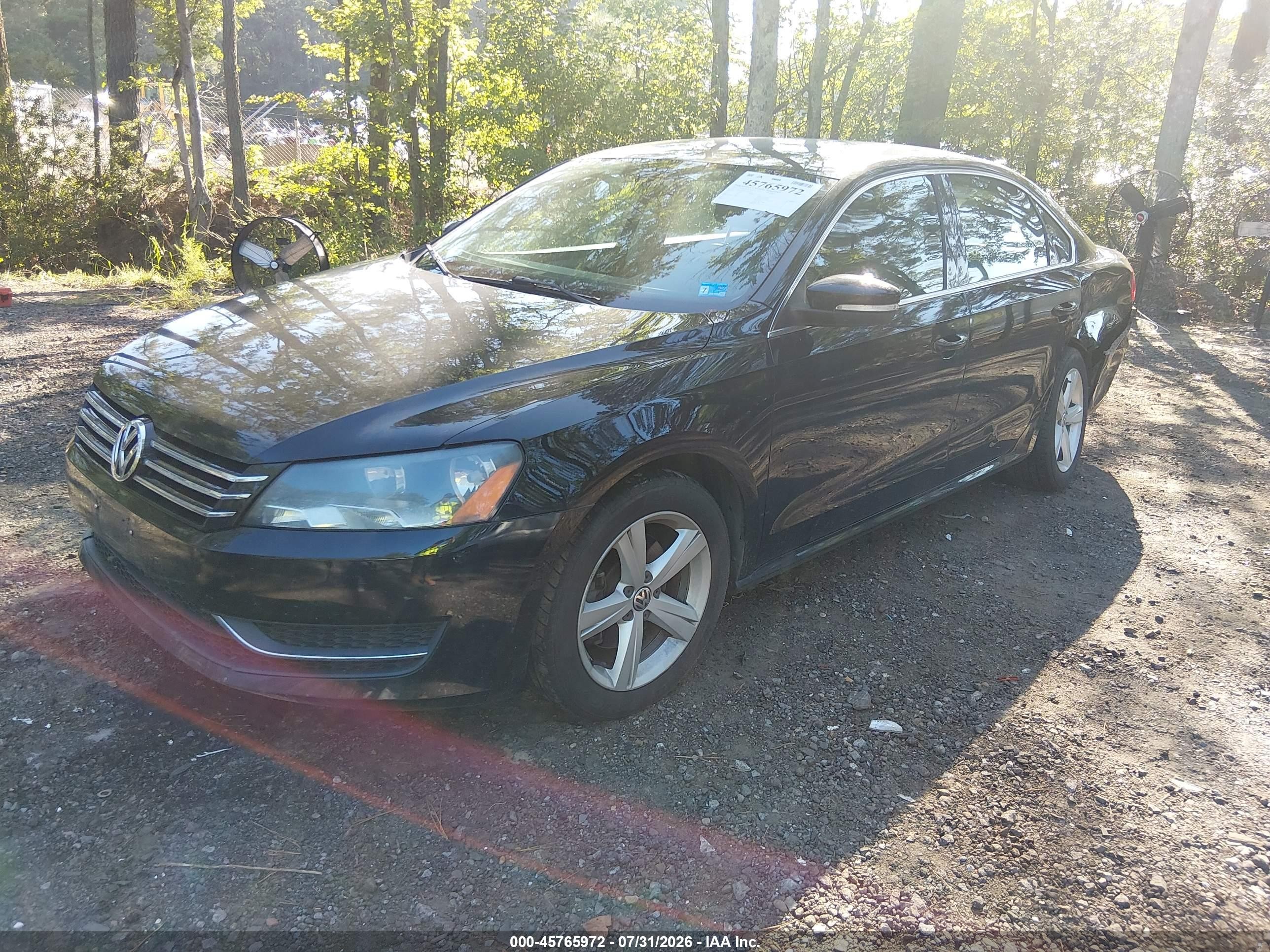2012 Volkswagen Passat 2.5l Se Black vin: 1VWBH7A38CC075628