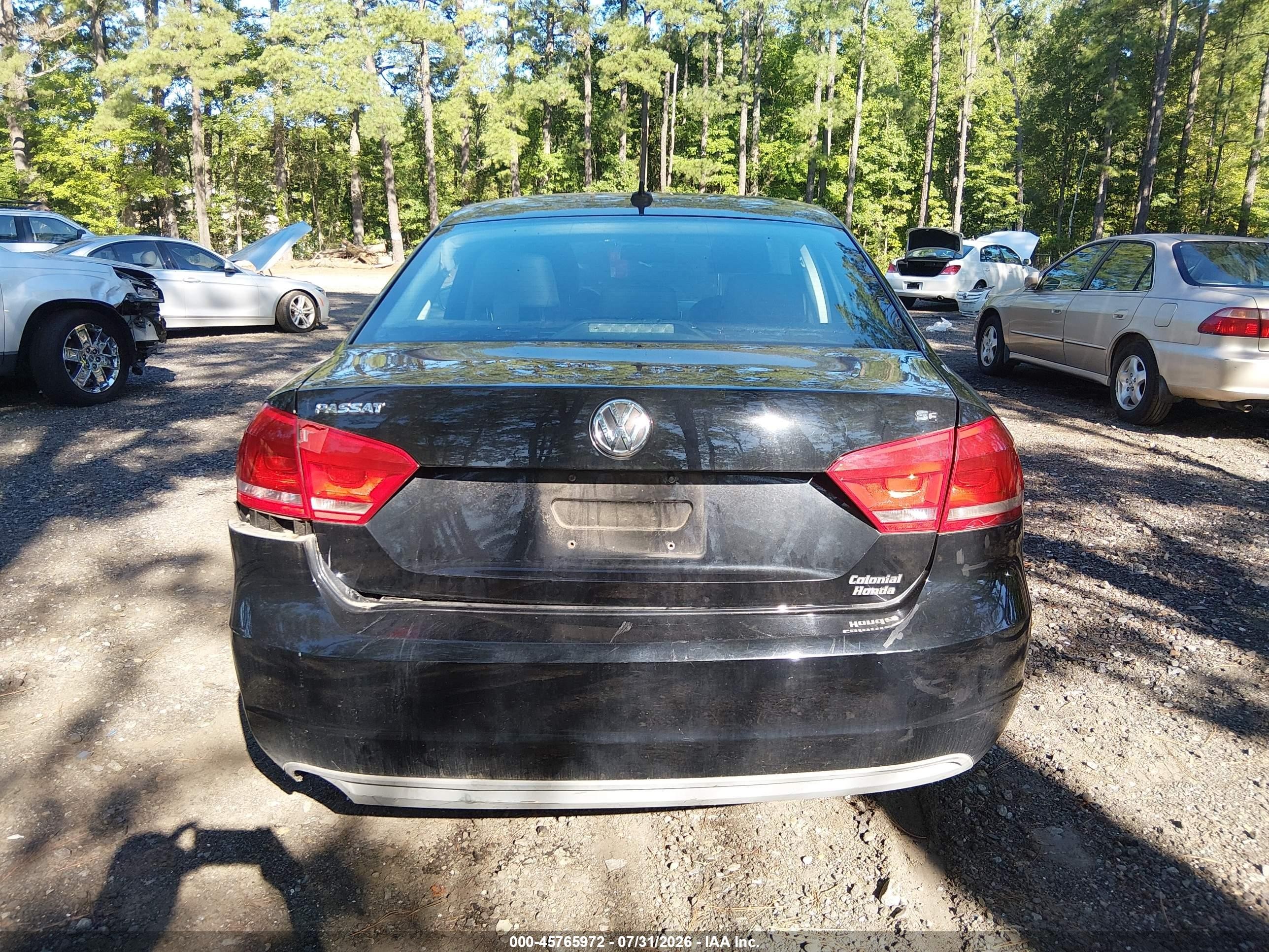 2012 Volkswagen Passat 2.5l Se Black vin: 1VWBH7A38CC075628