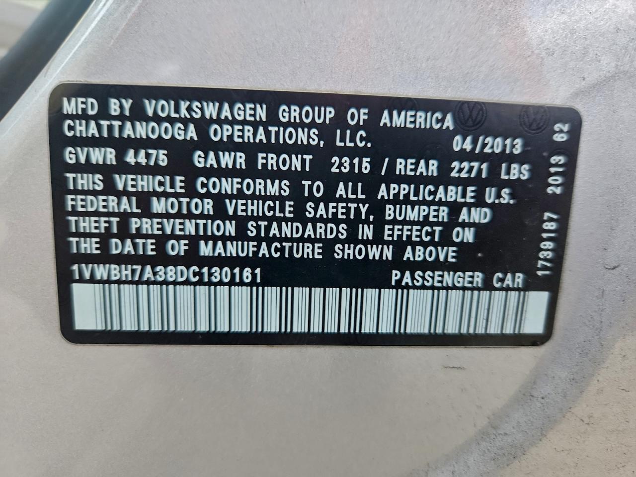 2013 Volkswagen Passat Se Silver vin: 1VWBH7A38DC130161
