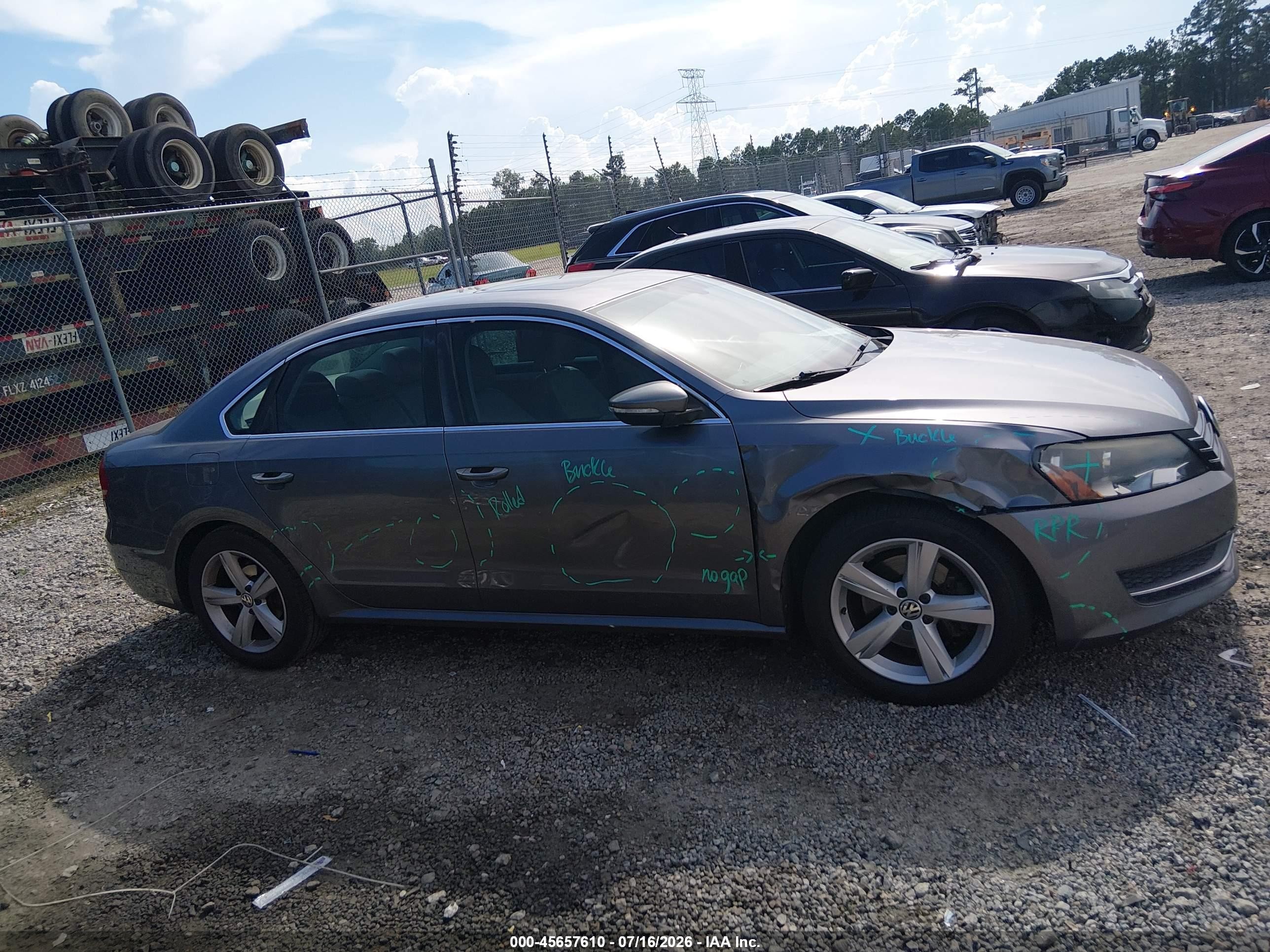 2012 Volkswagen Passat 2.5l Se Gray vin: 1VWBH7A39CC013638