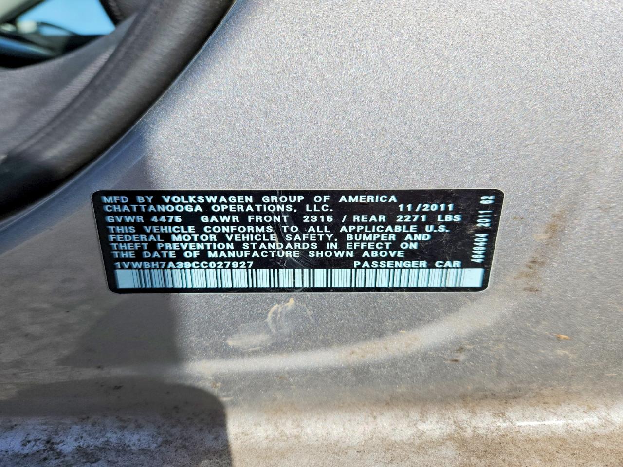 2012 Volkswagen Passat Se Серебряный vin: 1VWBH7A39CC027927