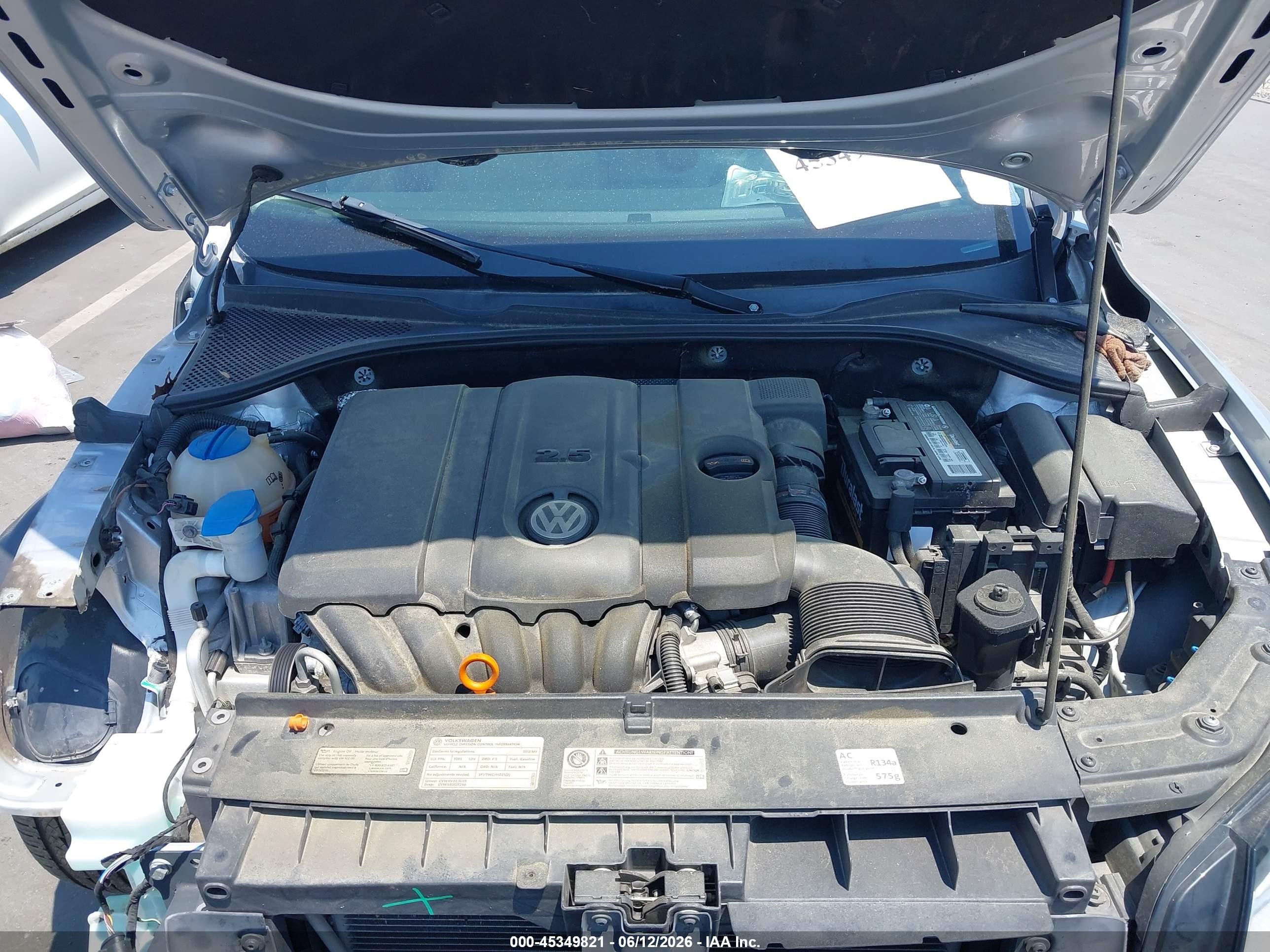 2012 Volkswagen Passat 2.5l Se Gray vin: 1VWBH7A39CC050253