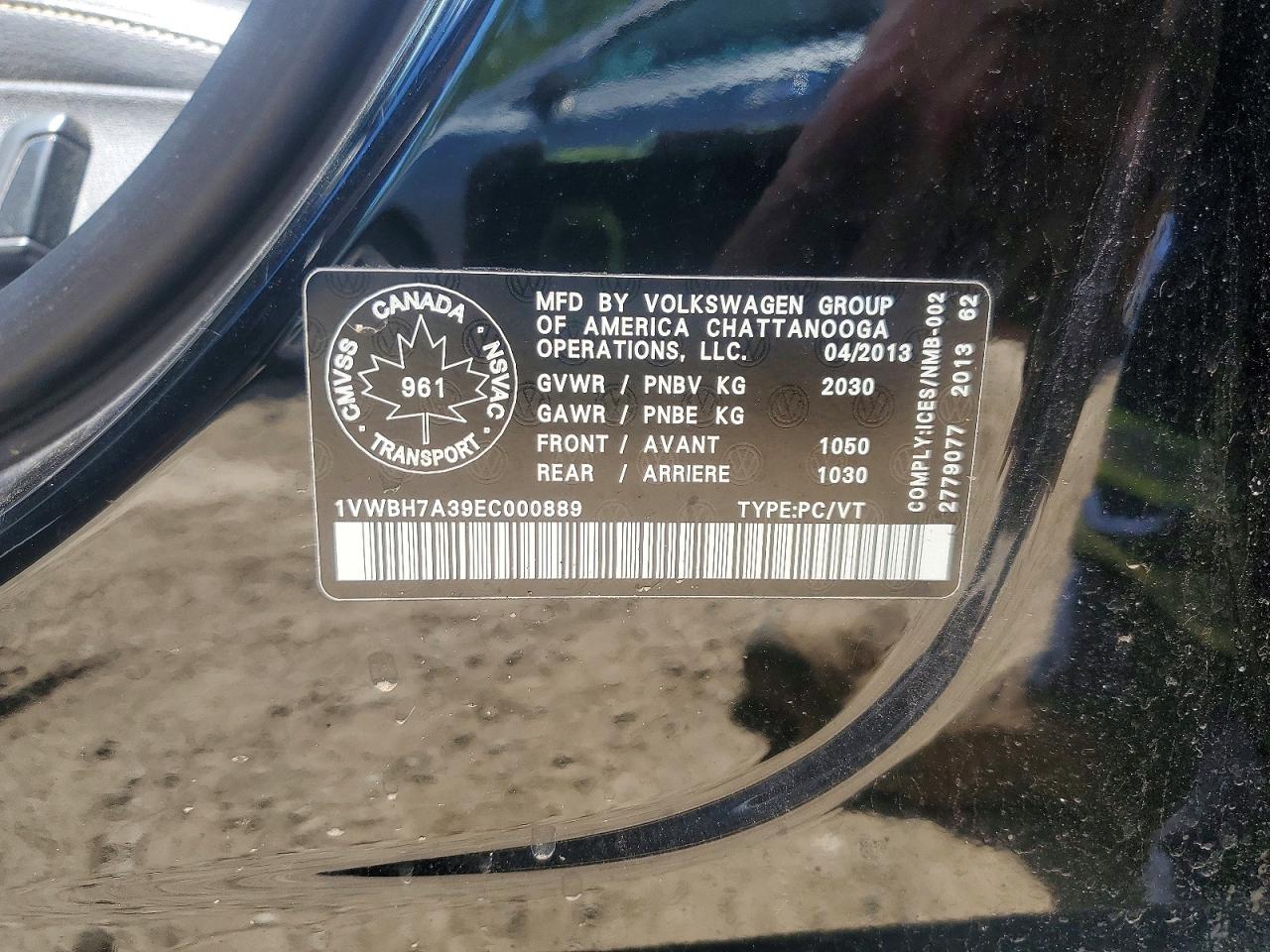 2014 Volkswagen Passat Se Черный vin: 1VWBH7A39EC000889
