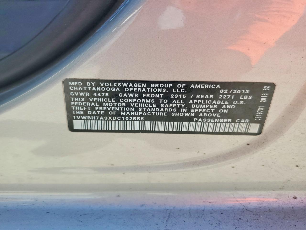 2013 Volkswagen Passat Se Silver vin: 1VWBH7A3XDC102555