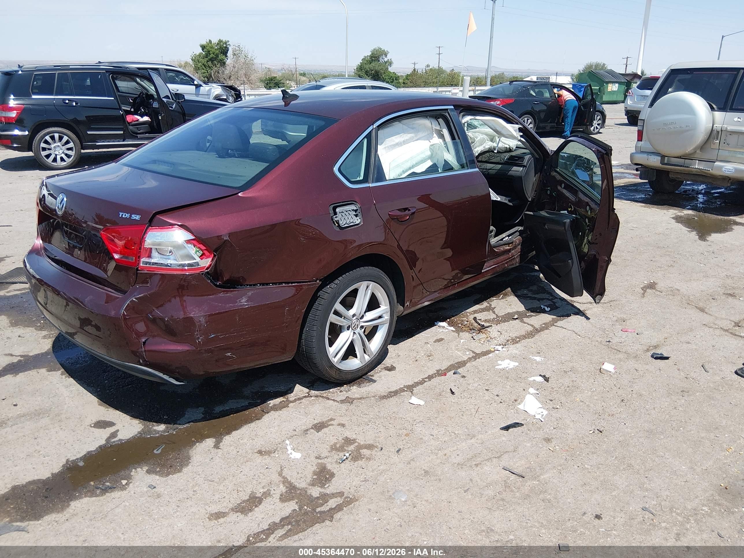 2014 Volkswagen Passat 2.0l Tdi Se Red vin: 1VWBN7A30EC072203