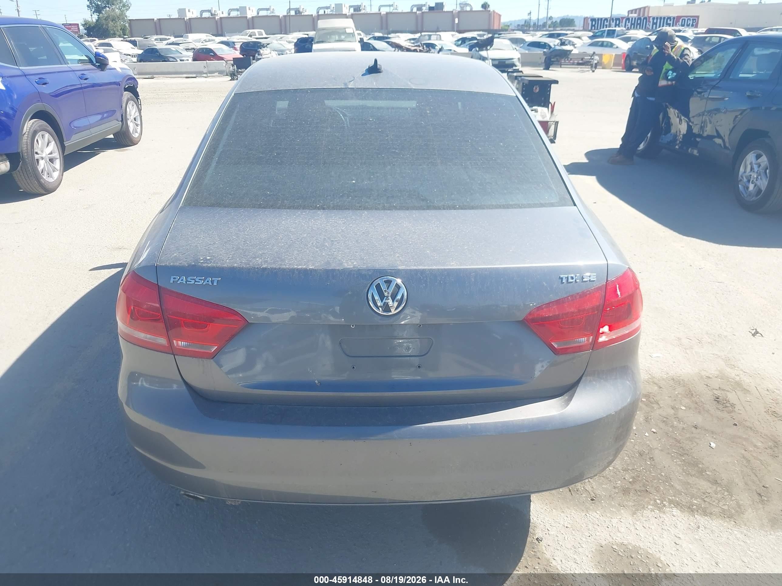 2013 Volkswagen Passat 2.0l Tdi Se Gray vin: 1VWBN7A31DC096993