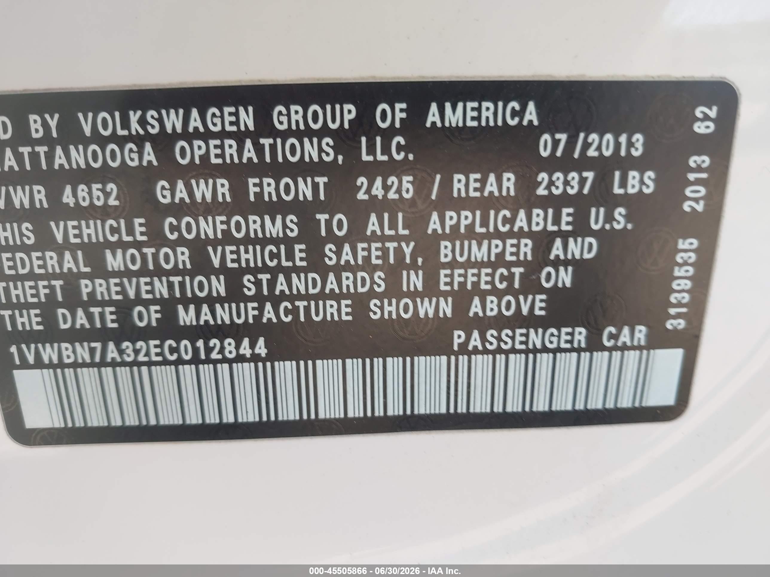 2014 Volkswagen Passat 2.0l Tdi Se Белый vin: 1VWBN7A32EC012844