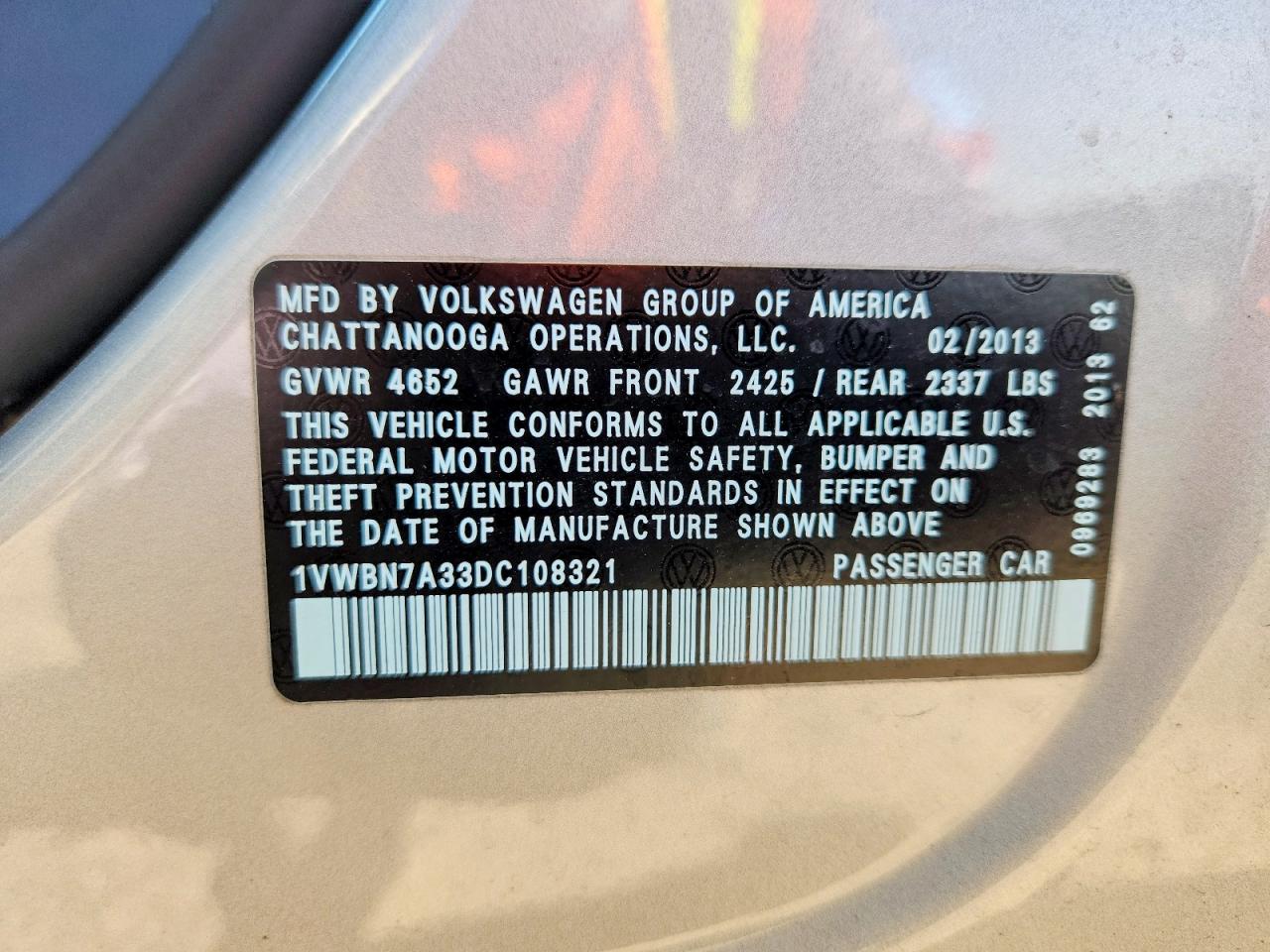2013 Volkswagen Passat Se Silver vin: 1VWBN7A33DC108321