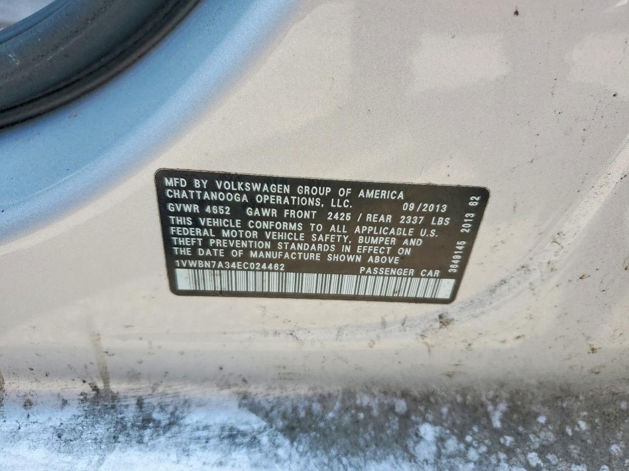 2014 Volkswagen Passat Se Silver vin: 1VWBN7A34EC024462