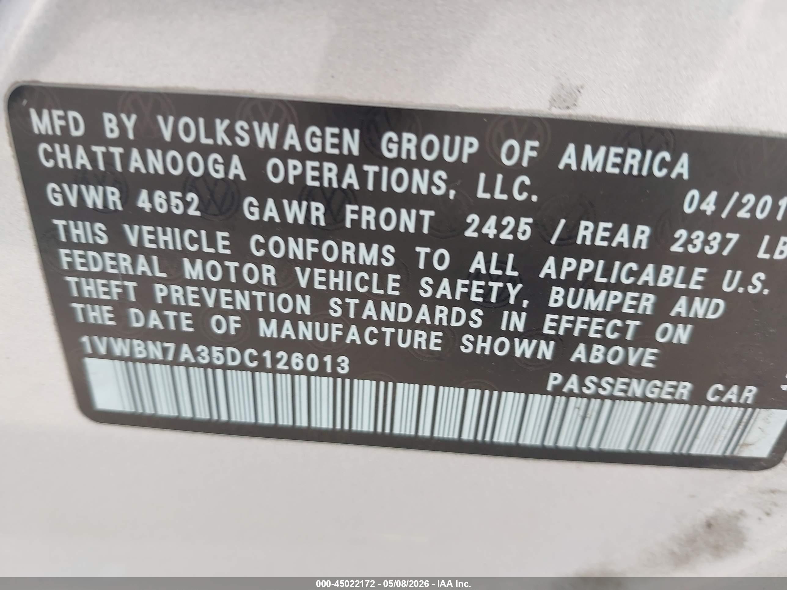 2013 Volkswagen Passat 2.0l Tdi Se Серебряный vin: 1VWBN7A35DC126013