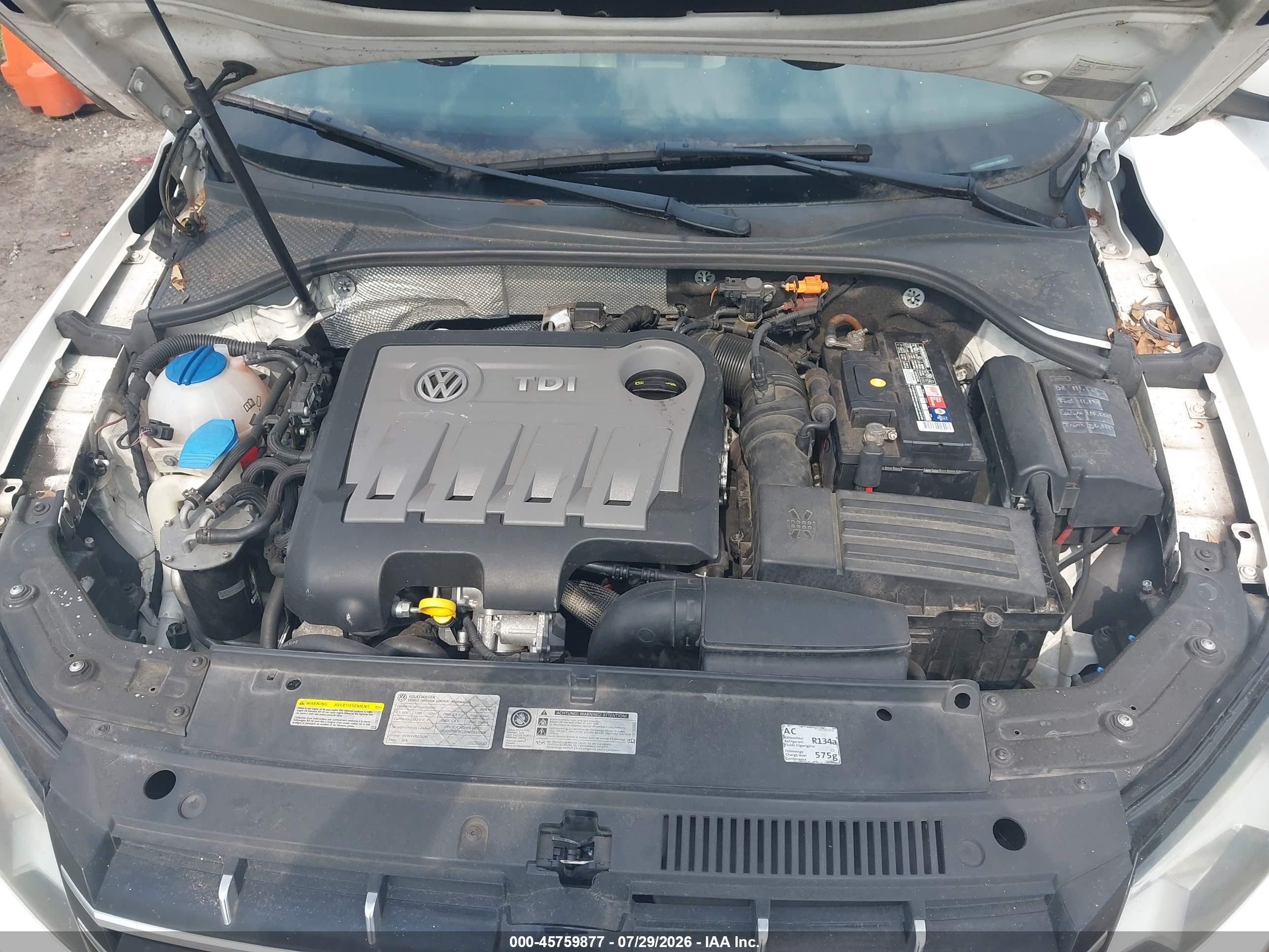 2014 Volkswagen Passat 2.0l Tdi Se Белый vin: 1VWBN7A35EC044672