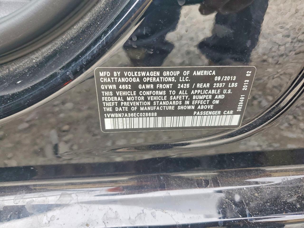 2014 Volkswagen Passat Se Черный vin: 1VWBN7A36EC028688