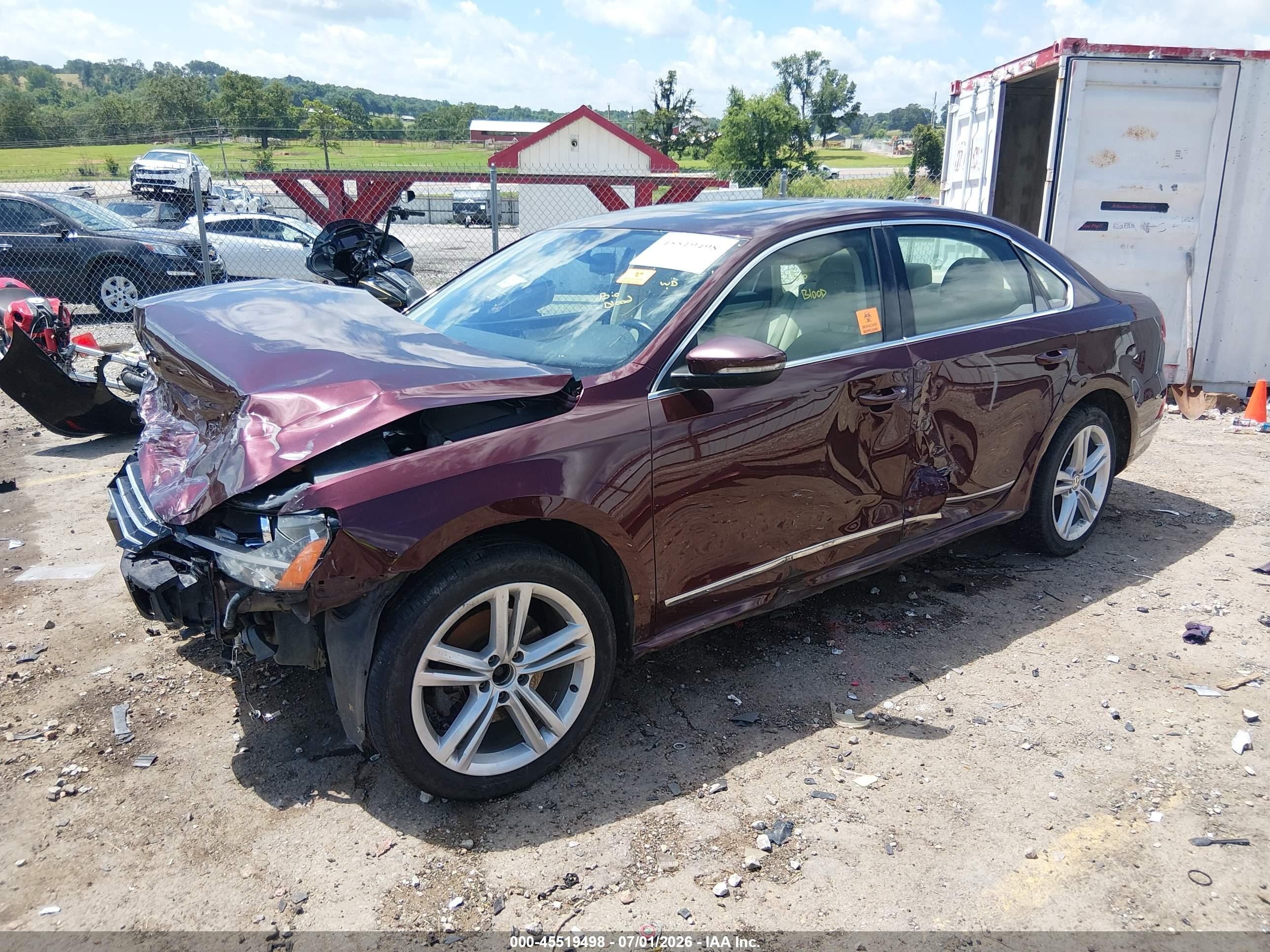 2012 Volkswagen Passat 2.0l Tdi Se Burgundy vin: 1VWBN7A39CC067563