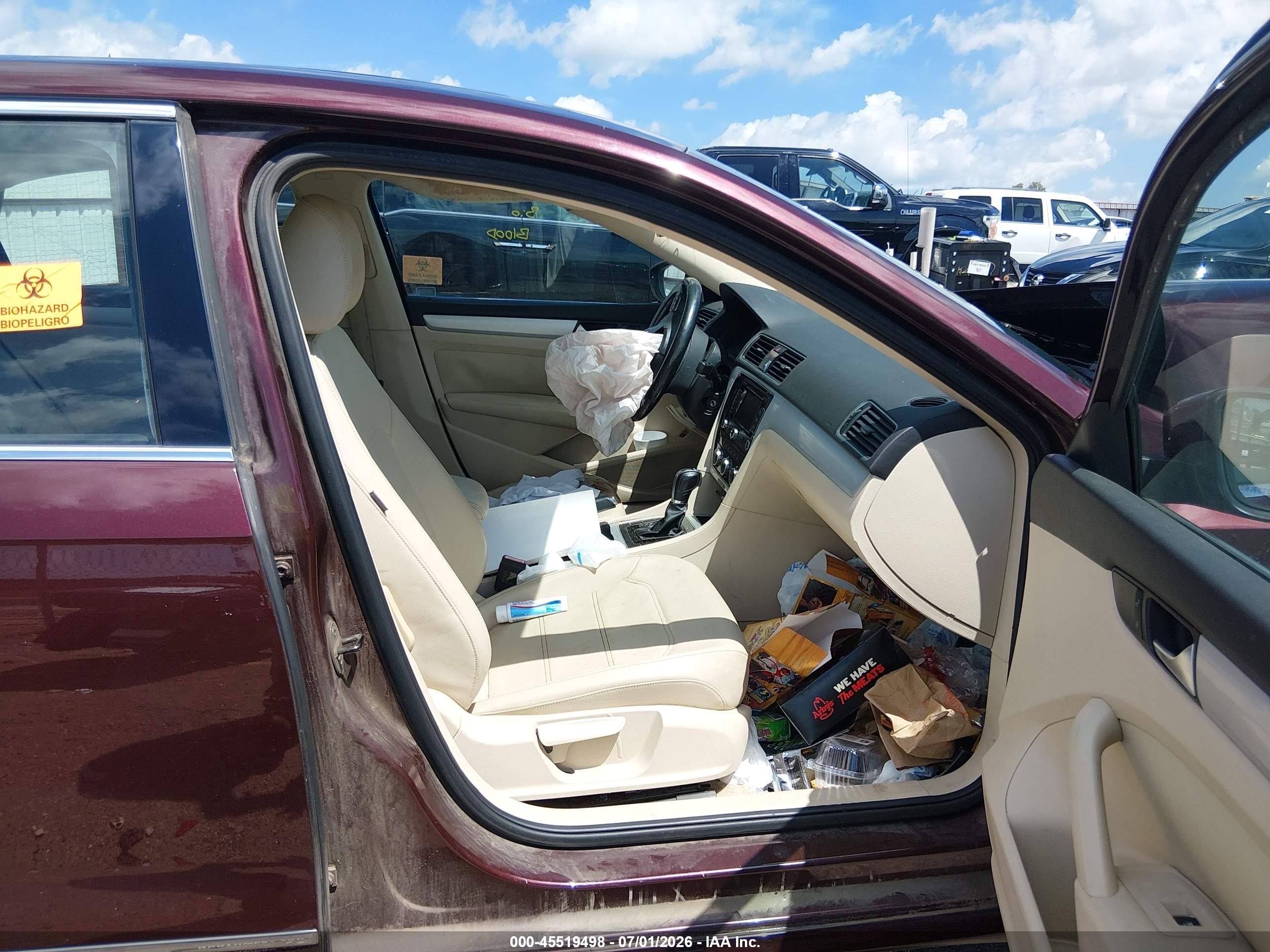 2012 Volkswagen Passat 2.0l Tdi Se Burgundy vin: 1VWBN7A39CC067563