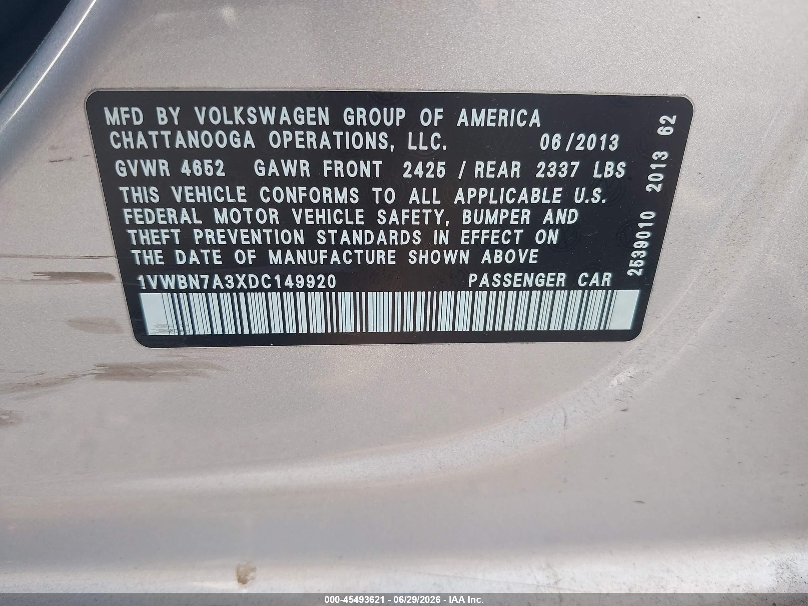 2013 Volkswagen Passat 2.0l Tdi Se Gray vin: 1VWBN7A3XDC149920
