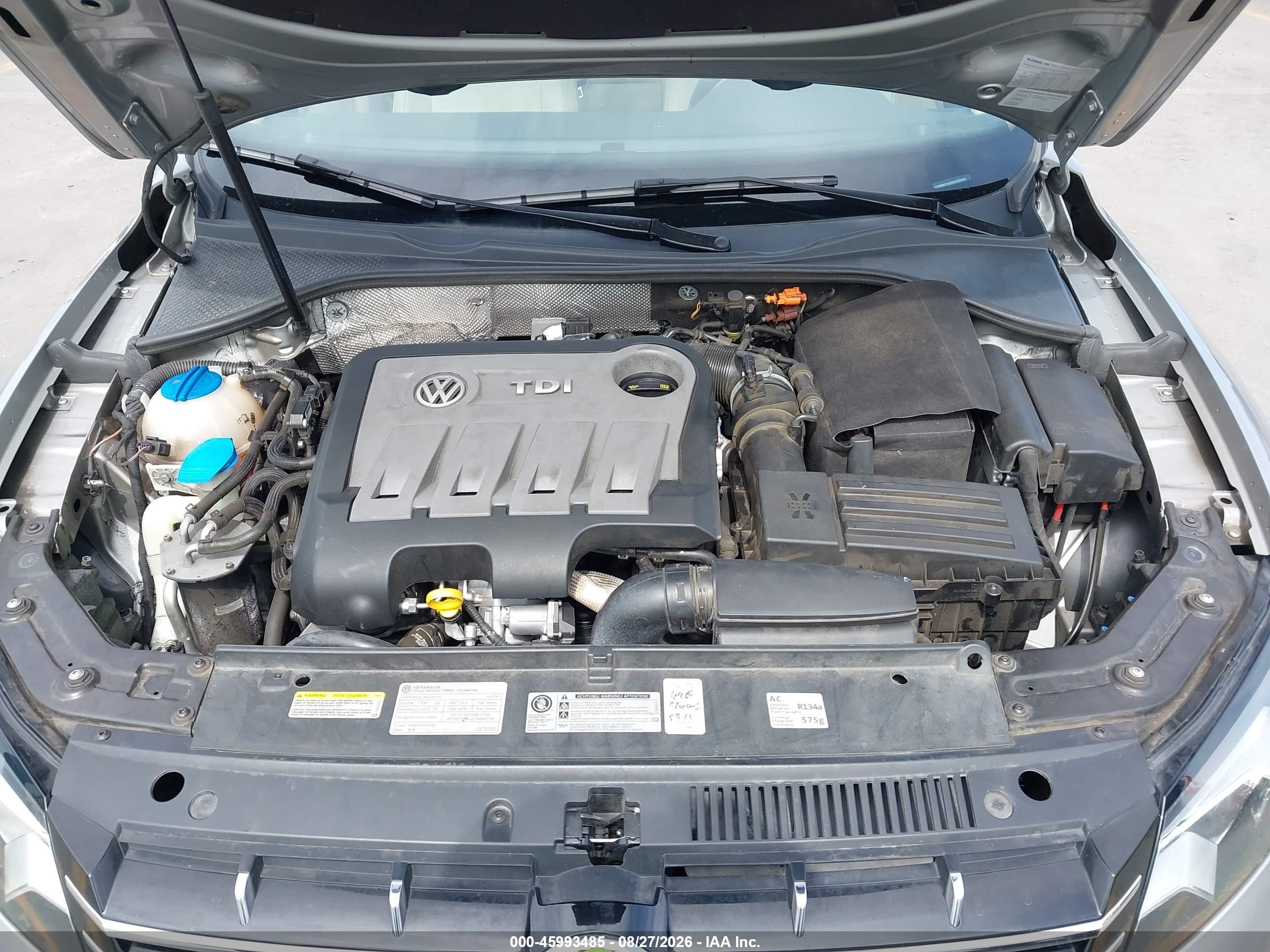 2014 Volkswagen Passat 2.0l Tdi Se Gray vin: 1VWBN7A3XEC022098