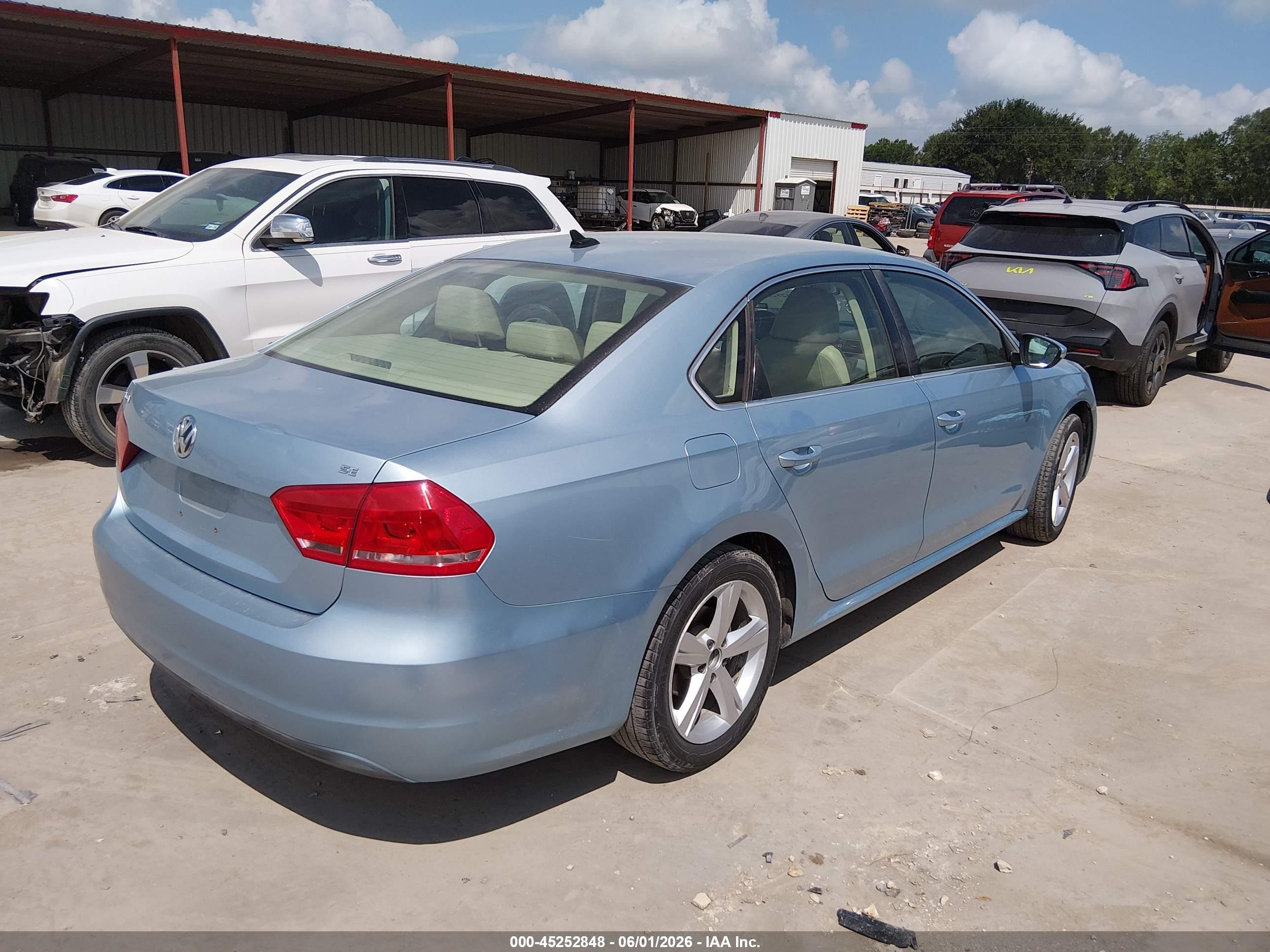 2012 Volkswagen Passat 2.5l Se Light Blue vin: 1VWBP7A31CC014253