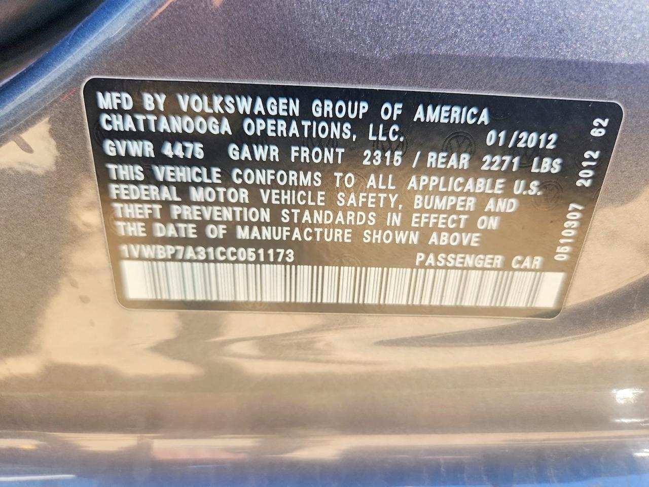 2012 Volkswagen Passat Se Gray vin: 1VWBP7A31CC051173