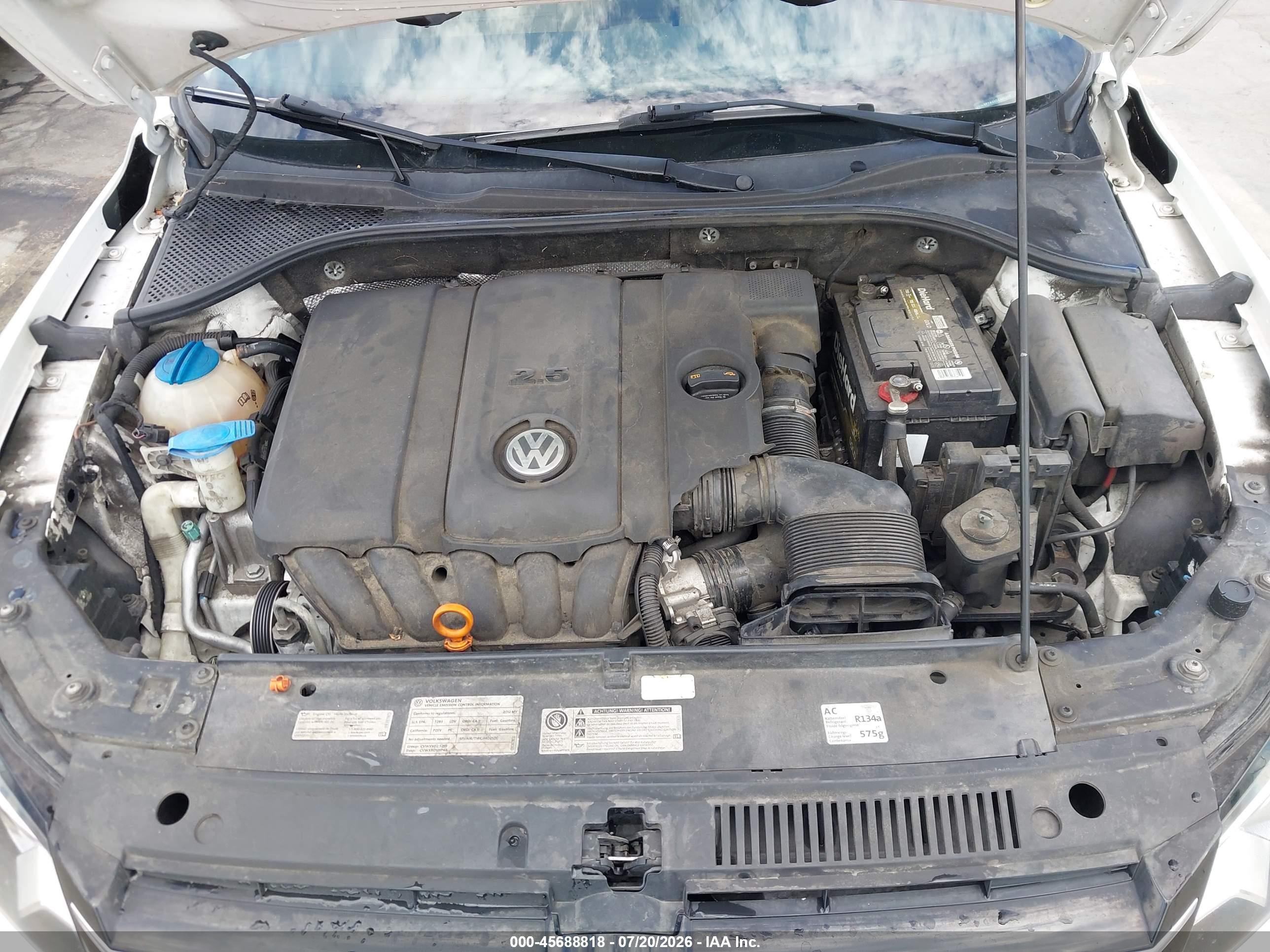2012 Volkswagen Passat 2.5l Se Белый vin: 1VWBP7A32CC025066