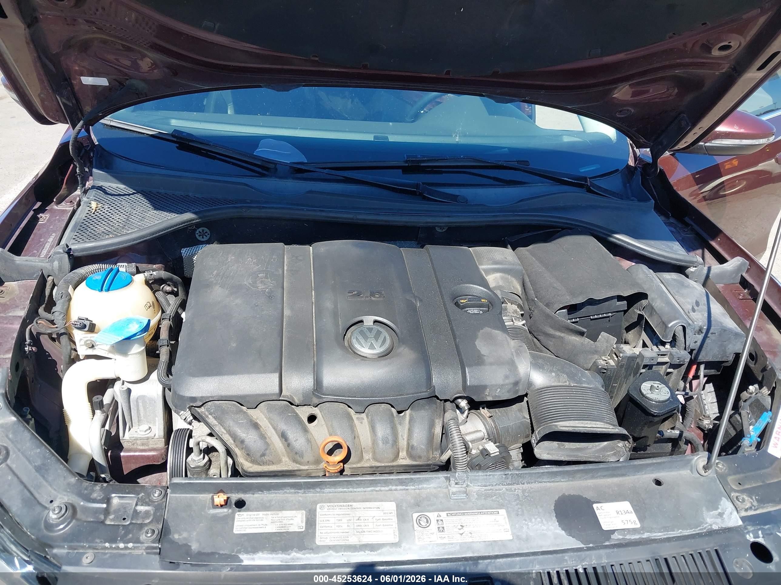 2012 Volkswagen Passat 2.5l Se Бордовый vin: 1VWBP7A32CC029022