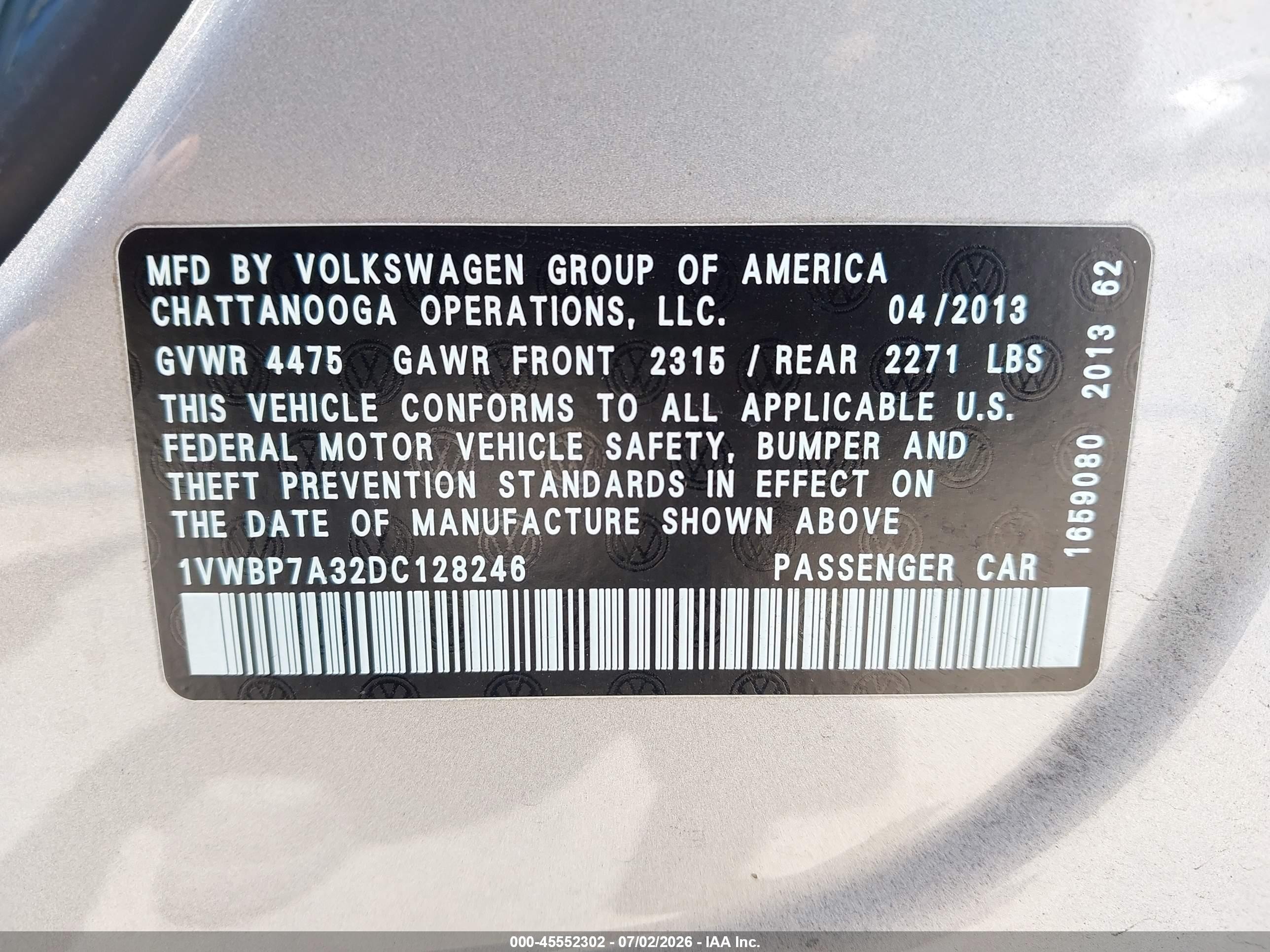 2013 Volkswagen Passat 2.5l Se Silver vin: 1VWBP7A32DC128246