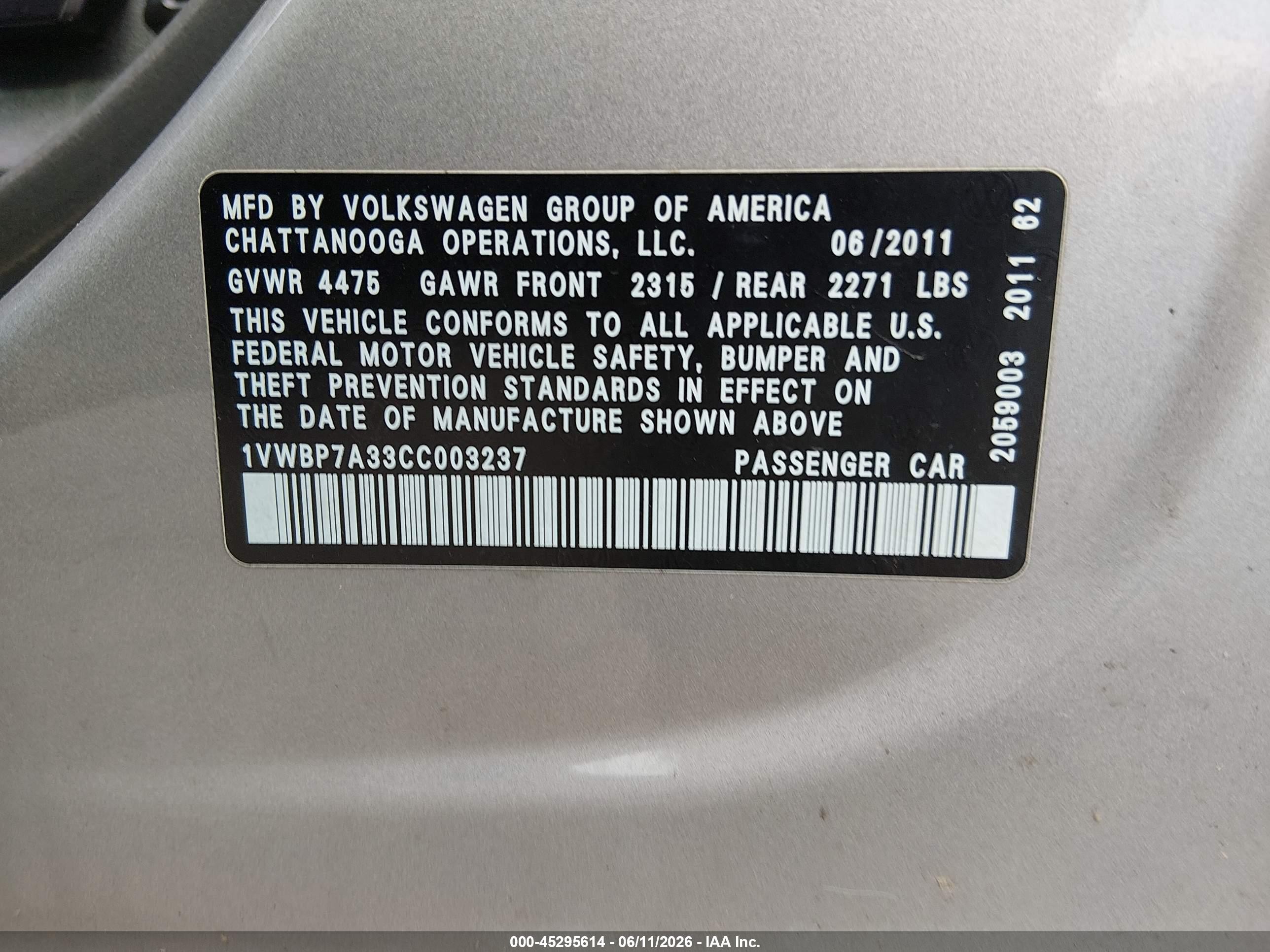2012 Volkswagen Passat 2.5l Se Серебряный vin: 1VWBP7A33CC003237