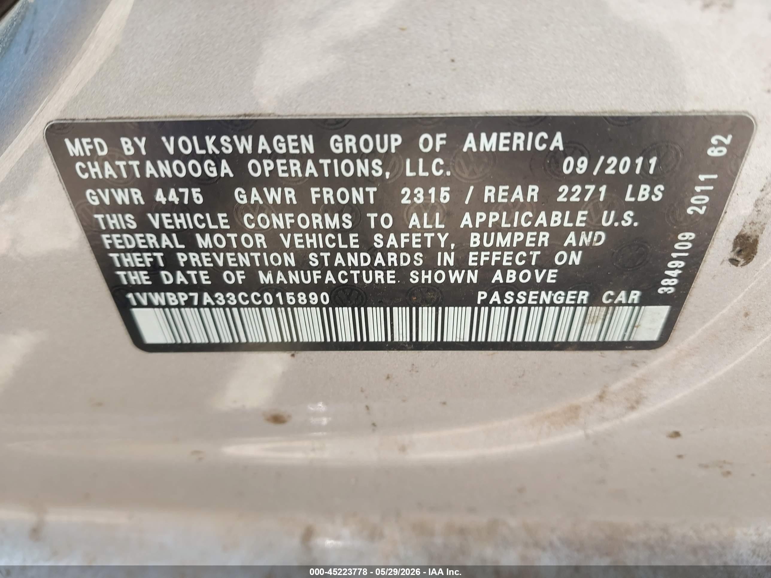 2012 Volkswagen Passat 2.5l Se Silver vin: 1VWBP7A33CC015890