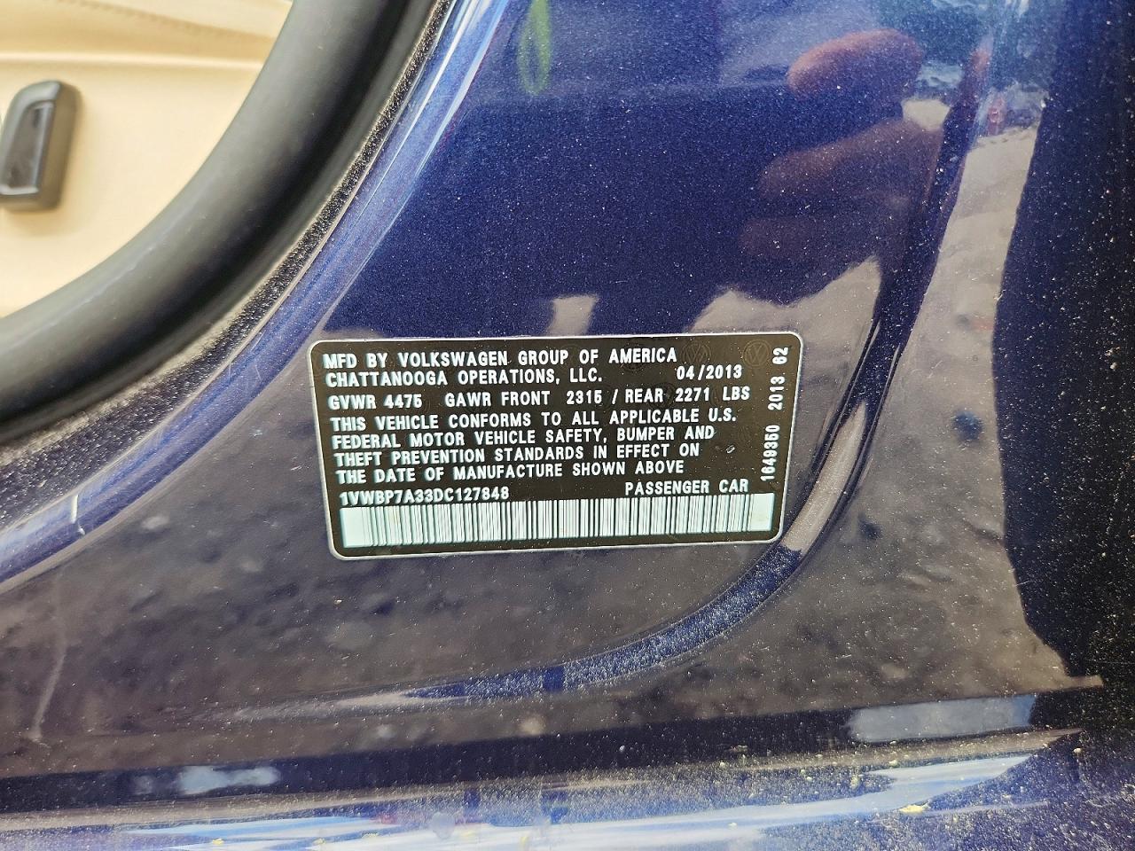 2013 Volkswagen Passat Se Синий vin: 1VWBP7A33DC127848