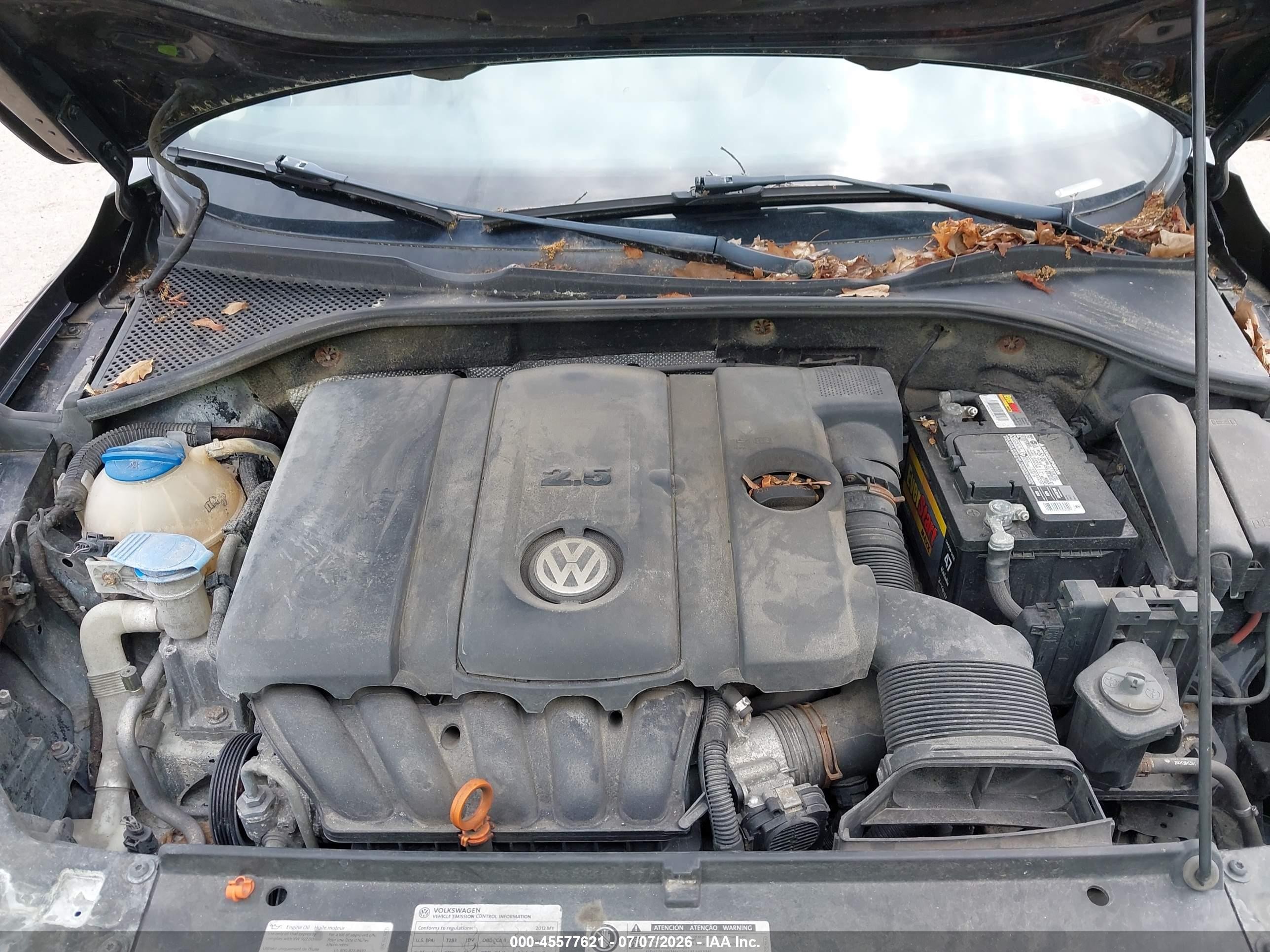 2012 Volkswagen Passat 2.5l Se Black vin: 1VWBP7A34CC023366