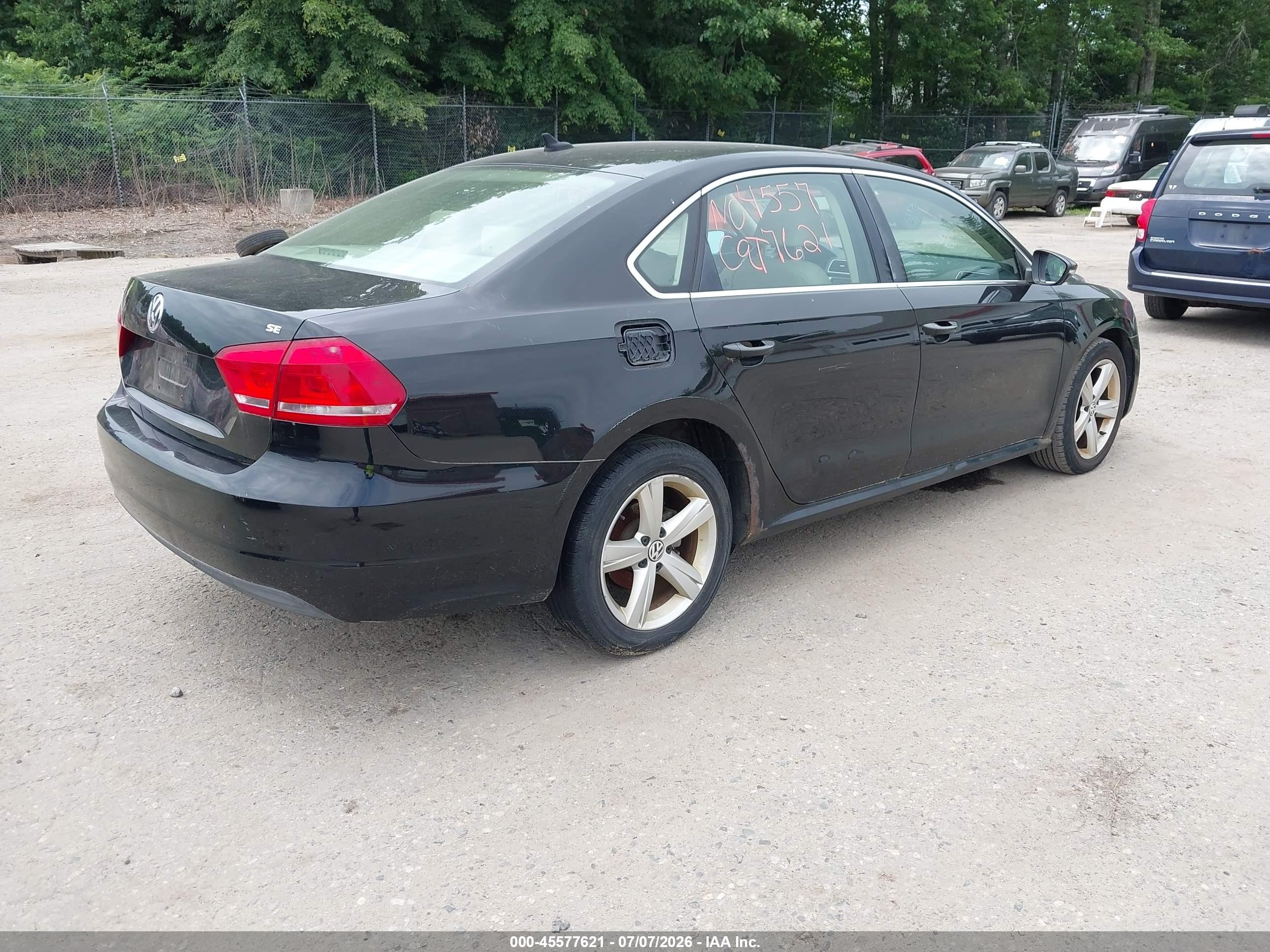 2012 Volkswagen Passat 2.5l Se Black vin: 1VWBP7A34CC023366