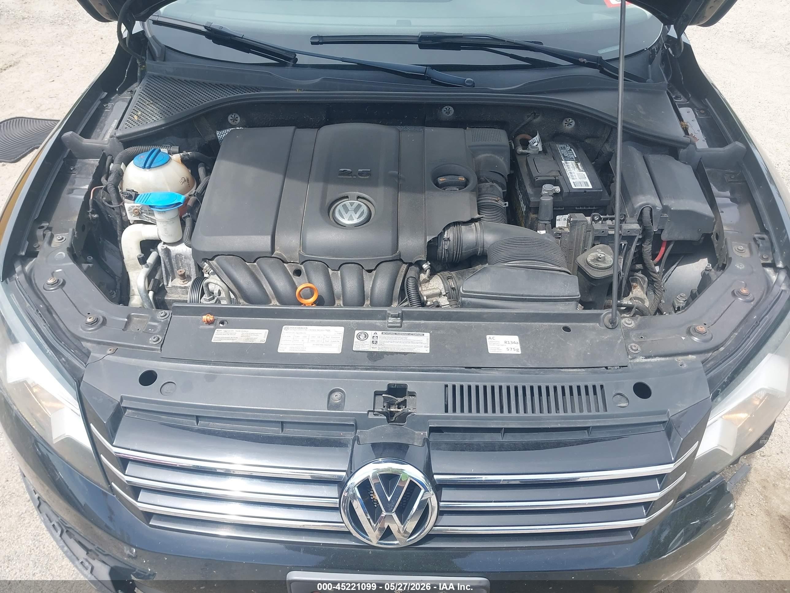 2013 Volkswagen Passat 2.5l Se Black vin: 1VWBP7A34DC016287
