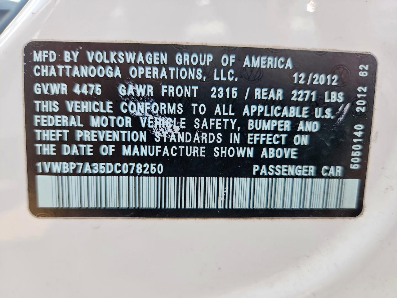 2013 Volkswagen Passat Cc White vin: 1VWBP7A35DC078250