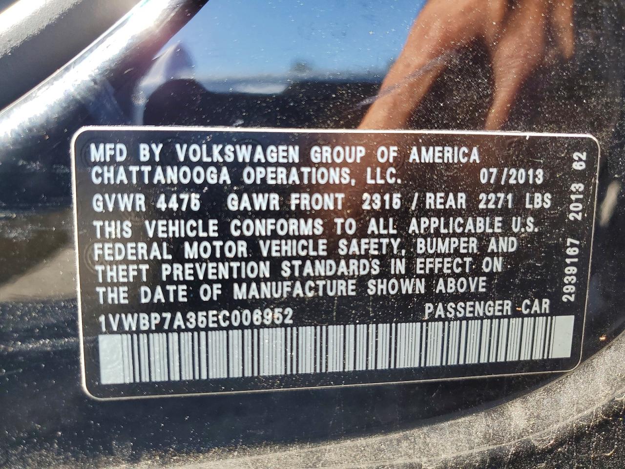 2014 Volkswagen Passat Se Черный vin: 1VWBP7A35EC006952
