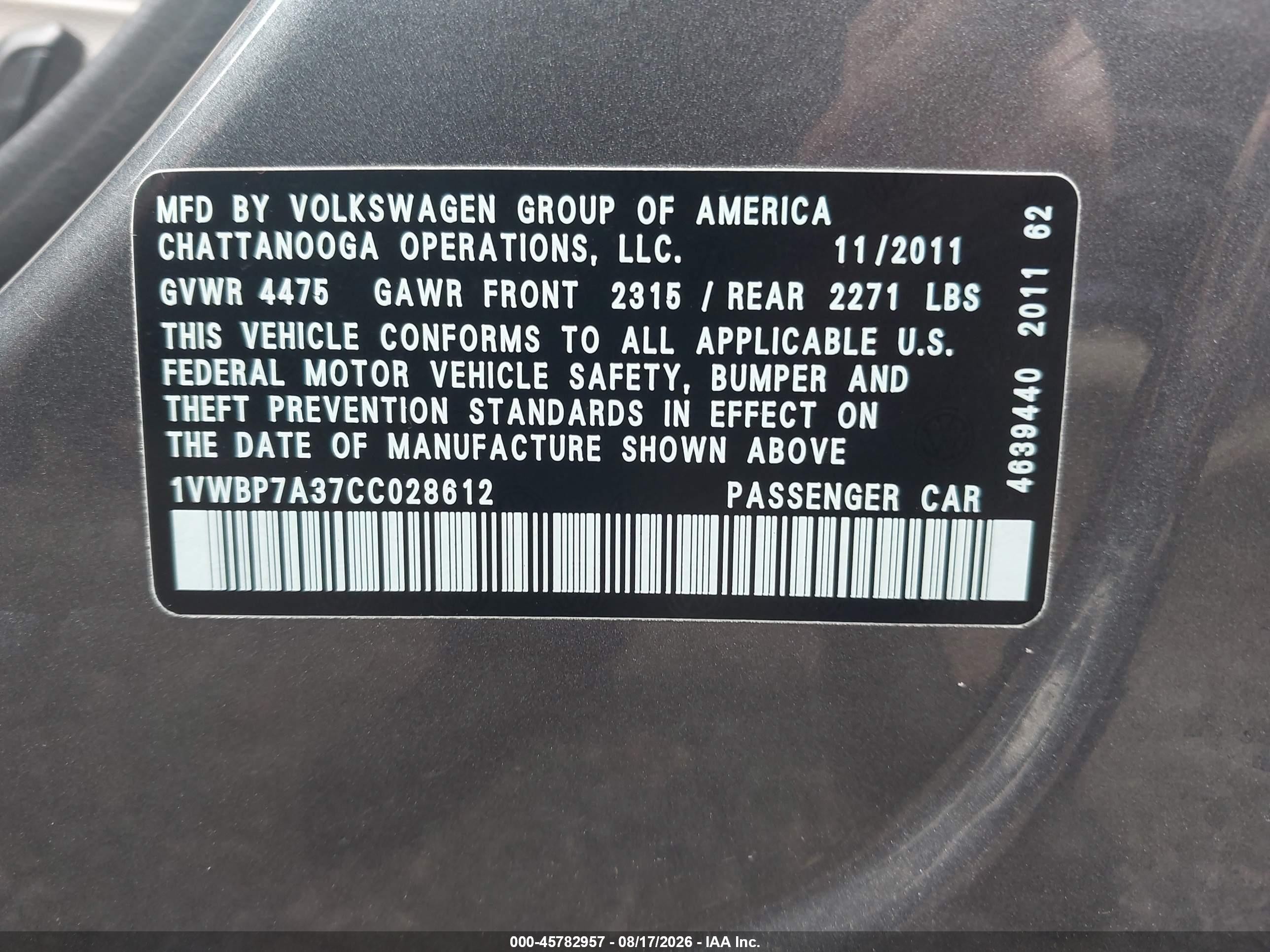 2012 Volkswagen Passat 2.5l Se Серебряный vin: 1VWBP7A37CC028612