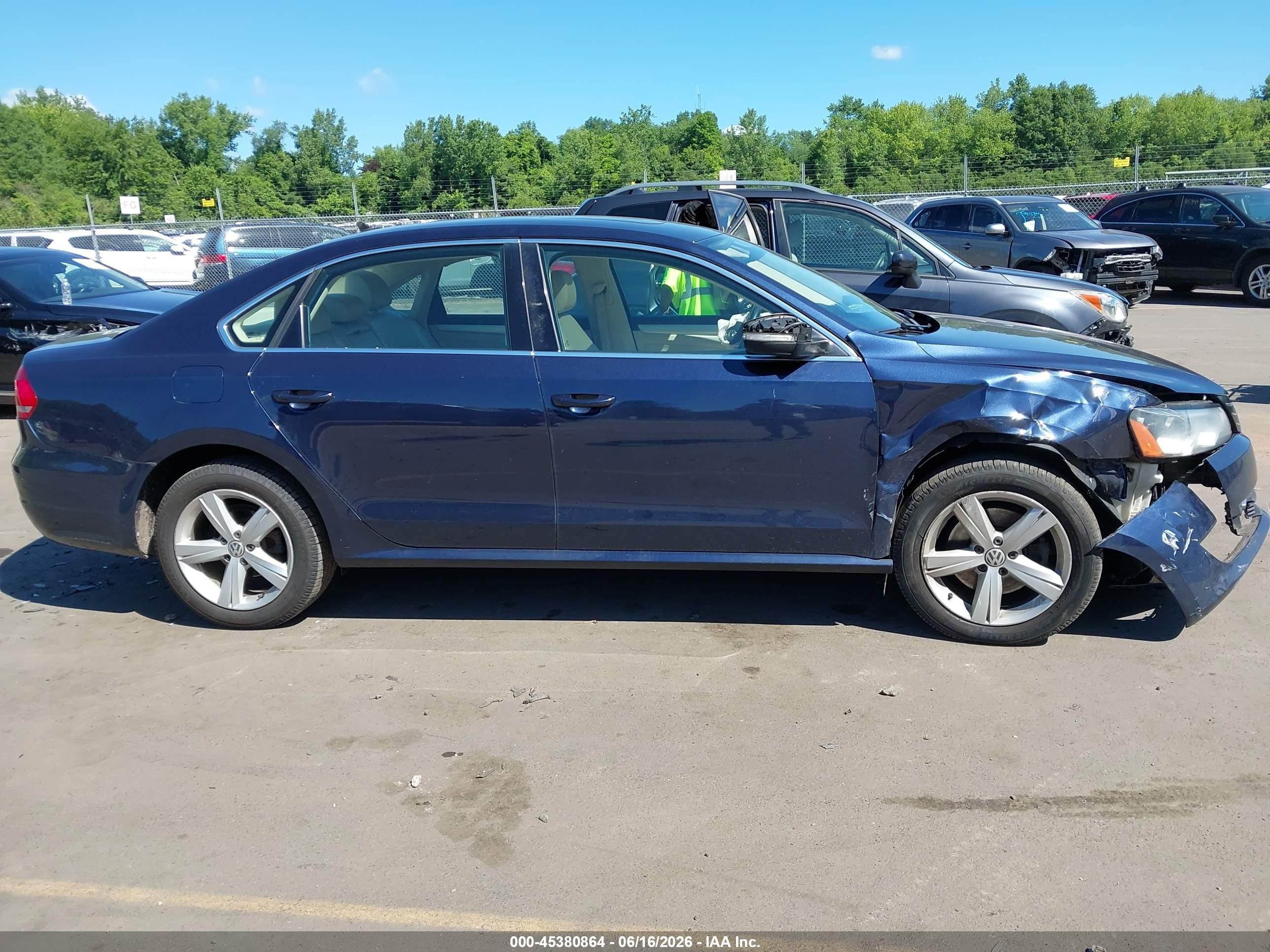2013 Volkswagen Passat 2.5l Se Blue vin: 1VWBP7A37DC093803