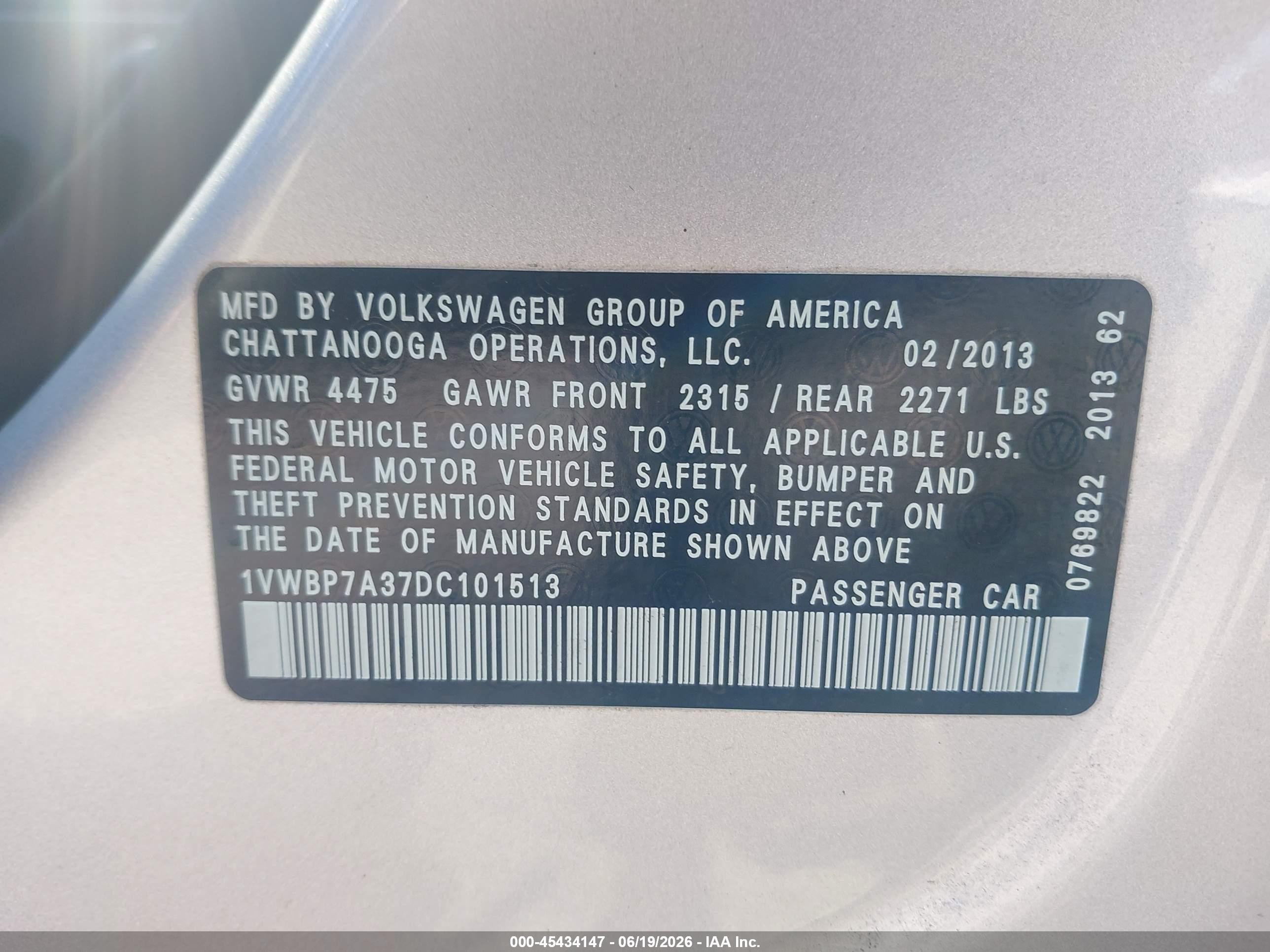 2013 Volkswagen Passat 2.5l Se Silver vin: 1VWBP7A37DC101513