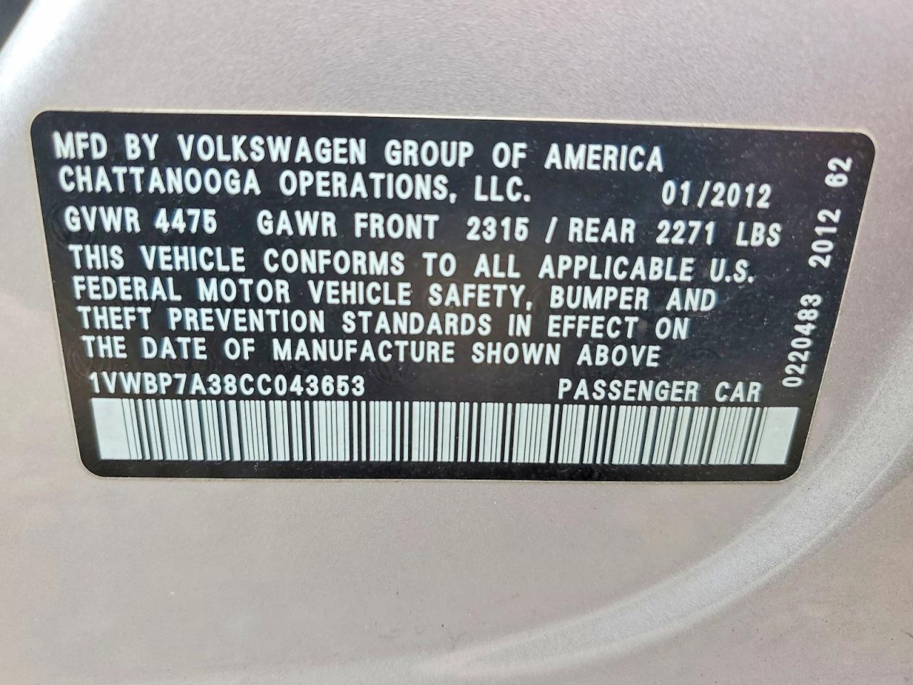 2012 Volkswagen Passat Se Silver vin: 1VWBP7A38CC043653