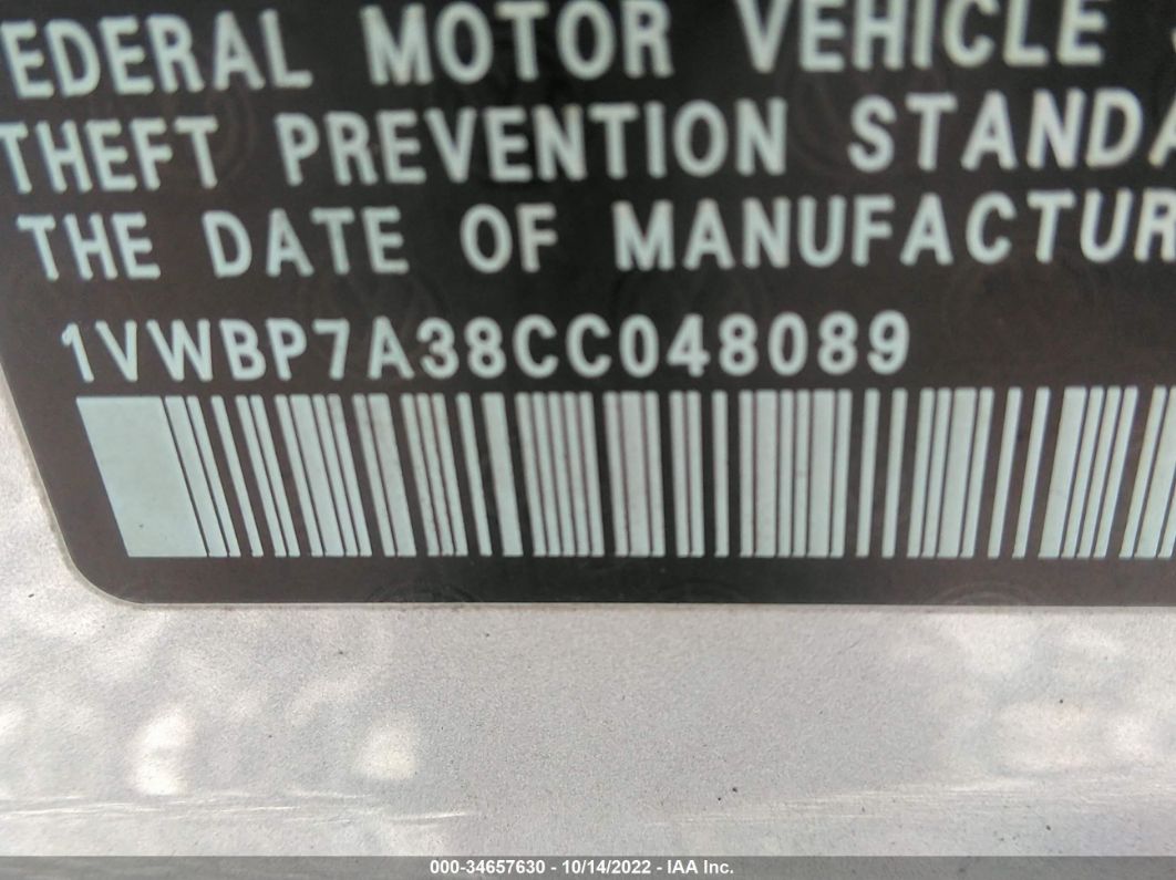 2012 Volkswagen Passat Se Light Blue vin: 1VWBP7A38CC048089