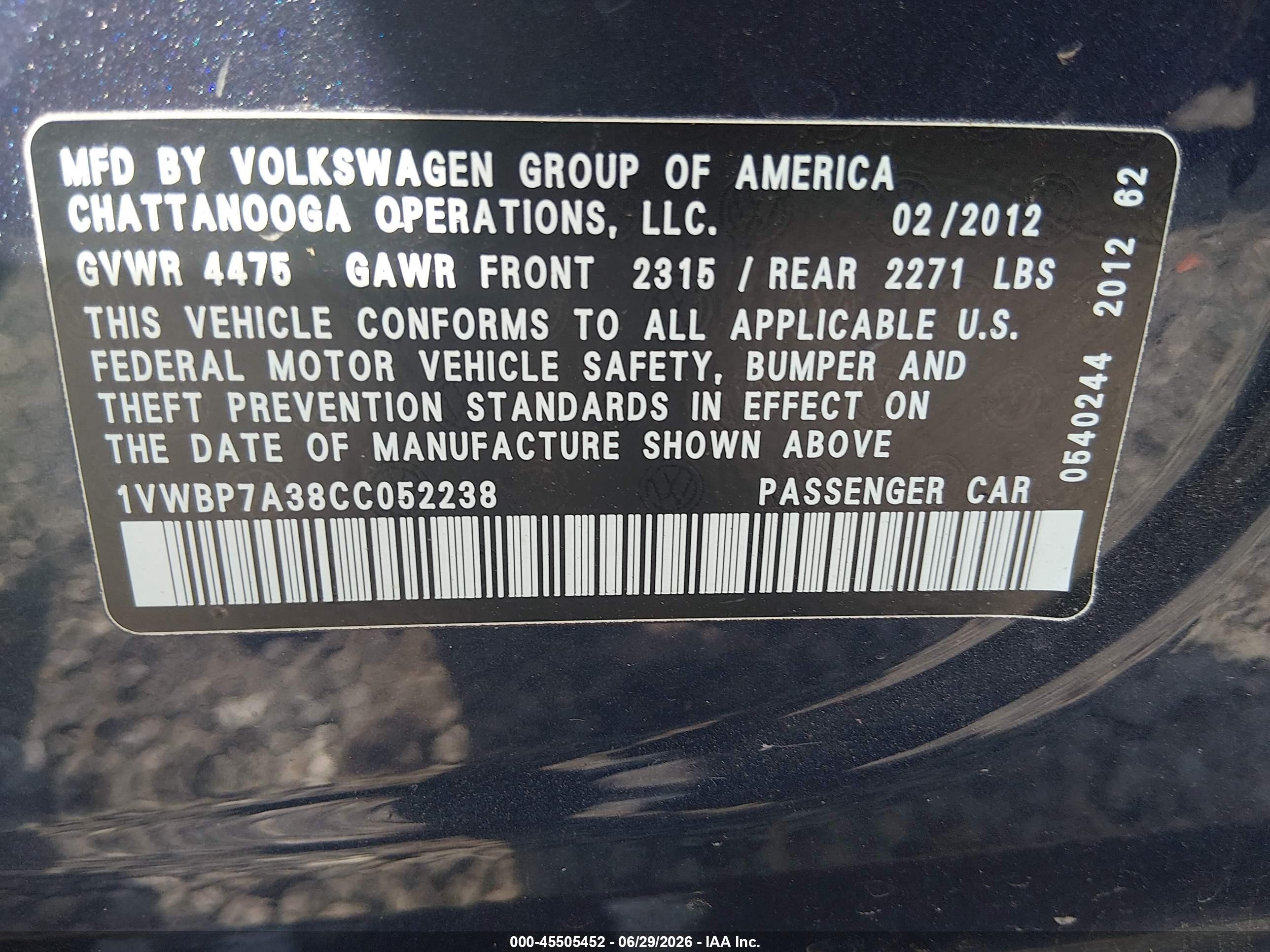 2012 Volkswagen Passat 2.5l Se Синий vin: 1VWBP7A38CC052238