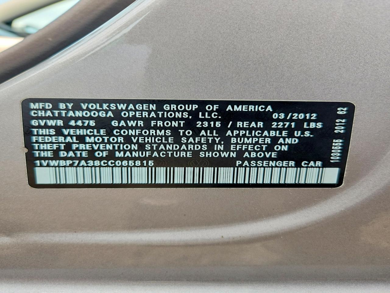 2012 Volkswagen Passat Se Gray vin: 1VWBP7A38CC065815