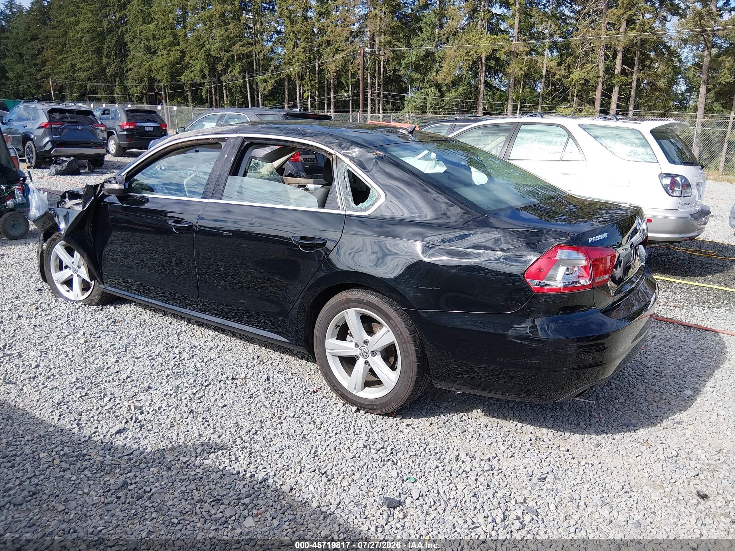 2012 Volkswagen Passat 2.5l Se Black vin: 1VWBP7A38CC089547