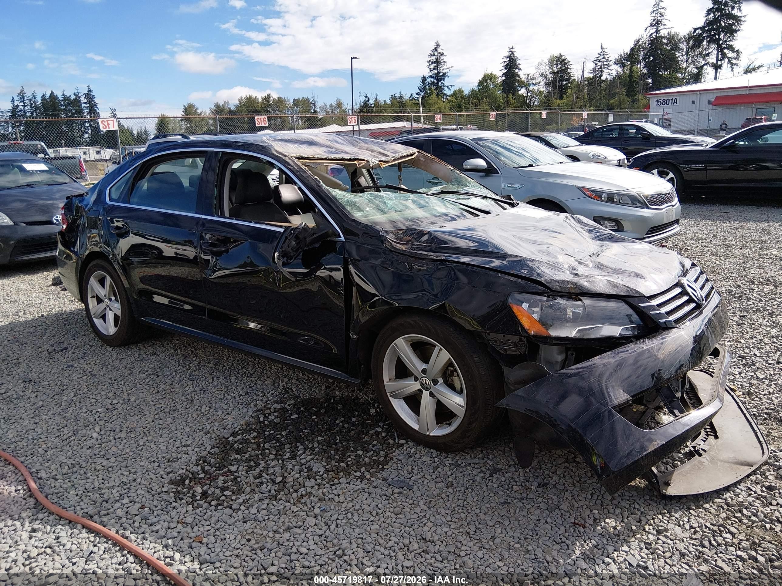 2012 Volkswagen Passat 2.5l Se Black vin: 1VWBP7A38CC089547