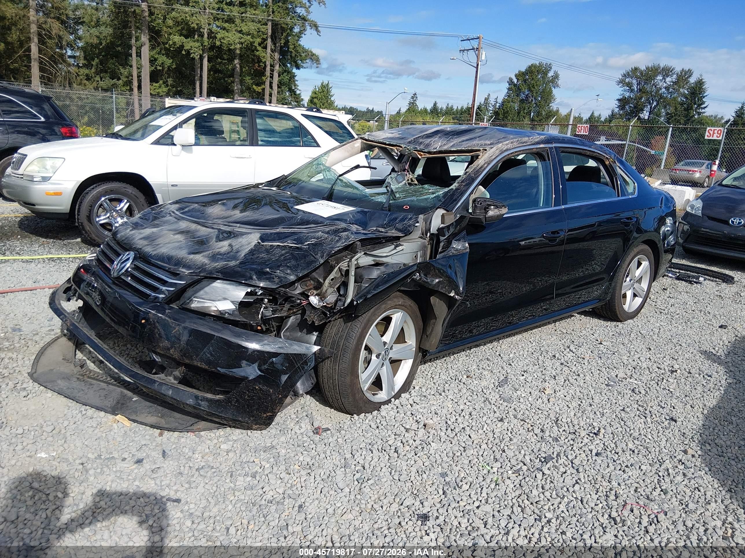 2012 Volkswagen Passat 2.5l Se Black vin: 1VWBP7A38CC089547