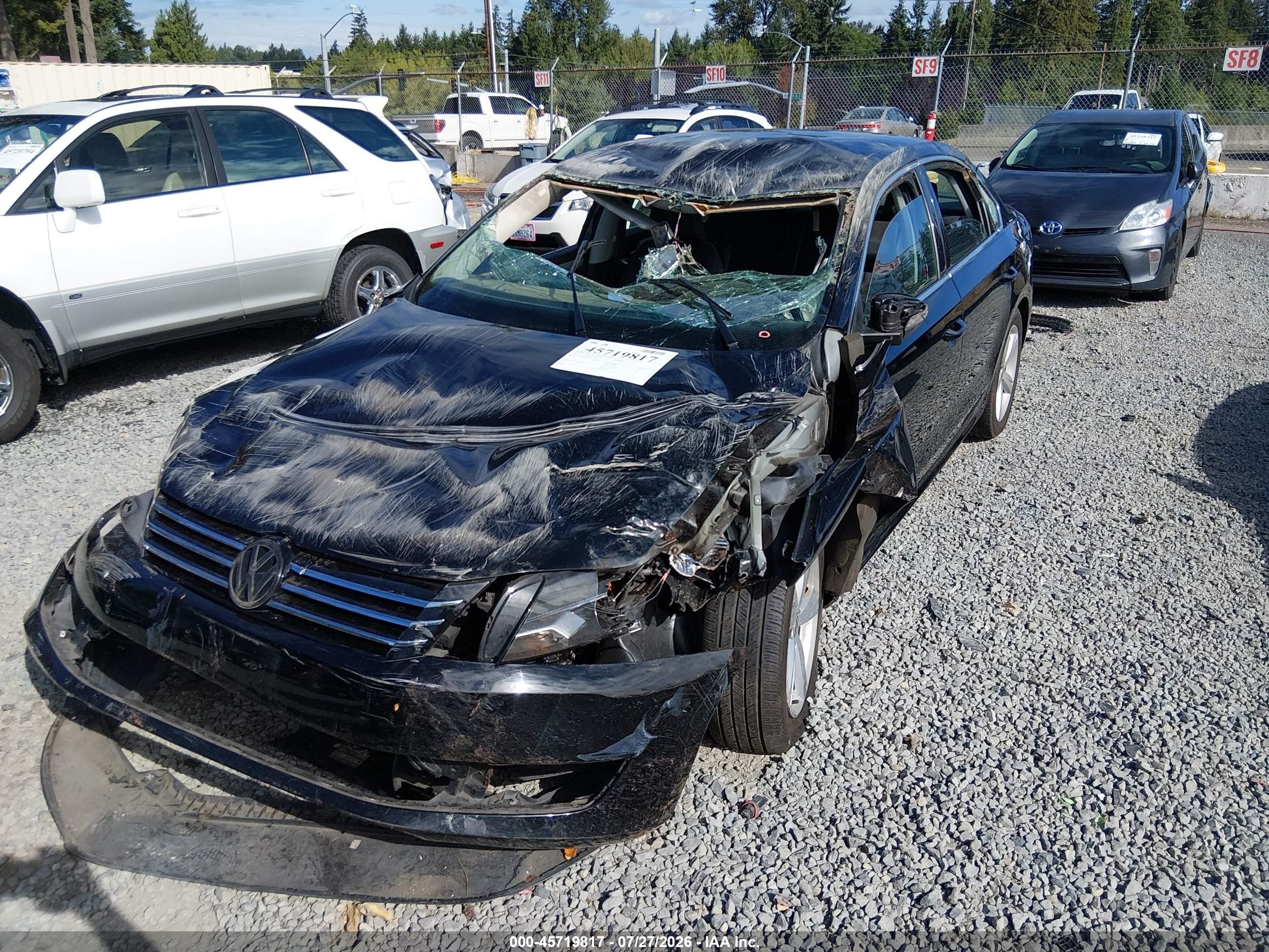 2012 Volkswagen Passat 2.5l Se Black vin: 1VWBP7A38CC089547