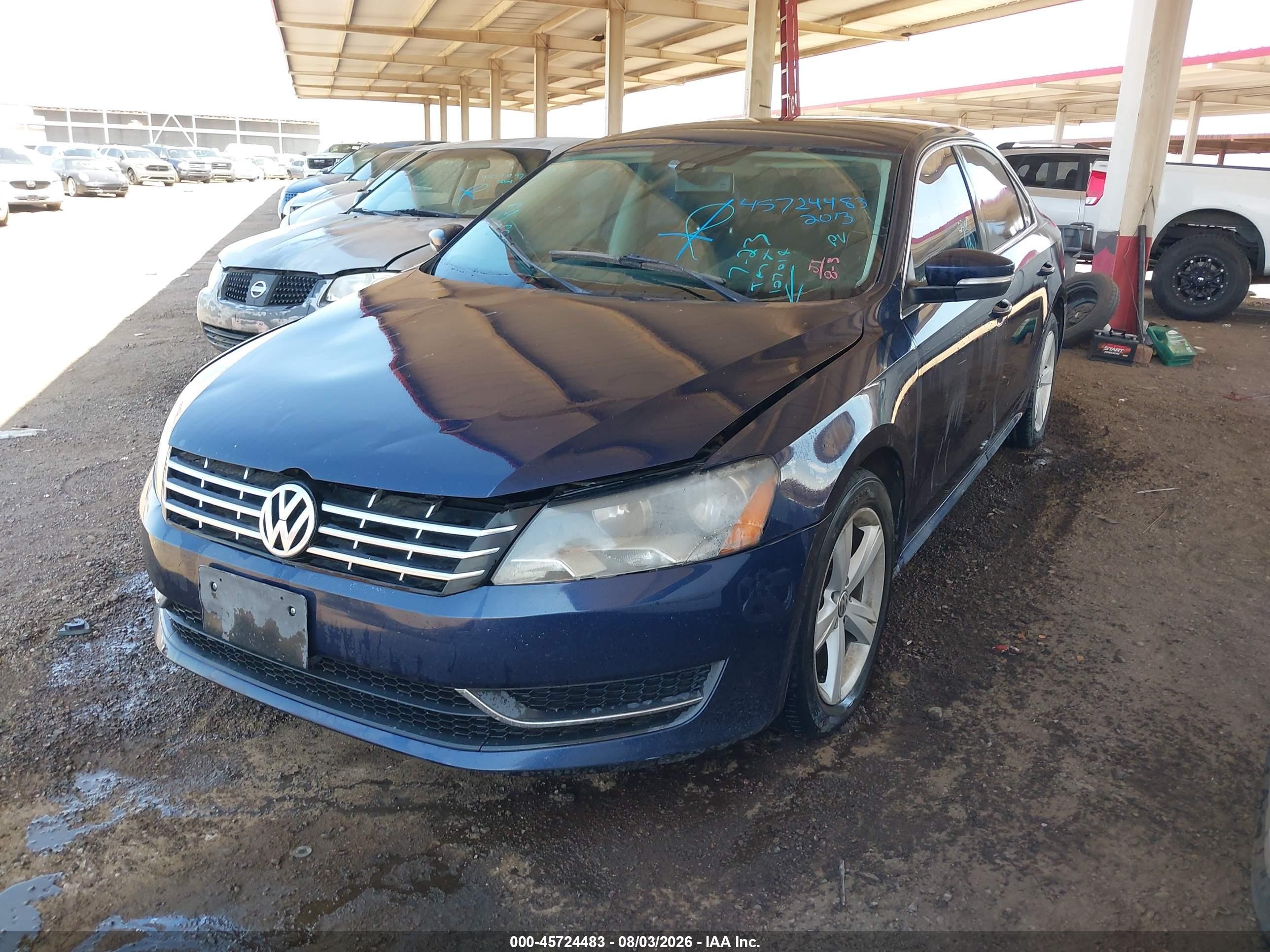 2013 Volkswagen Passat 2.5l Se Blue vin: 1VWBP7A38DC107014