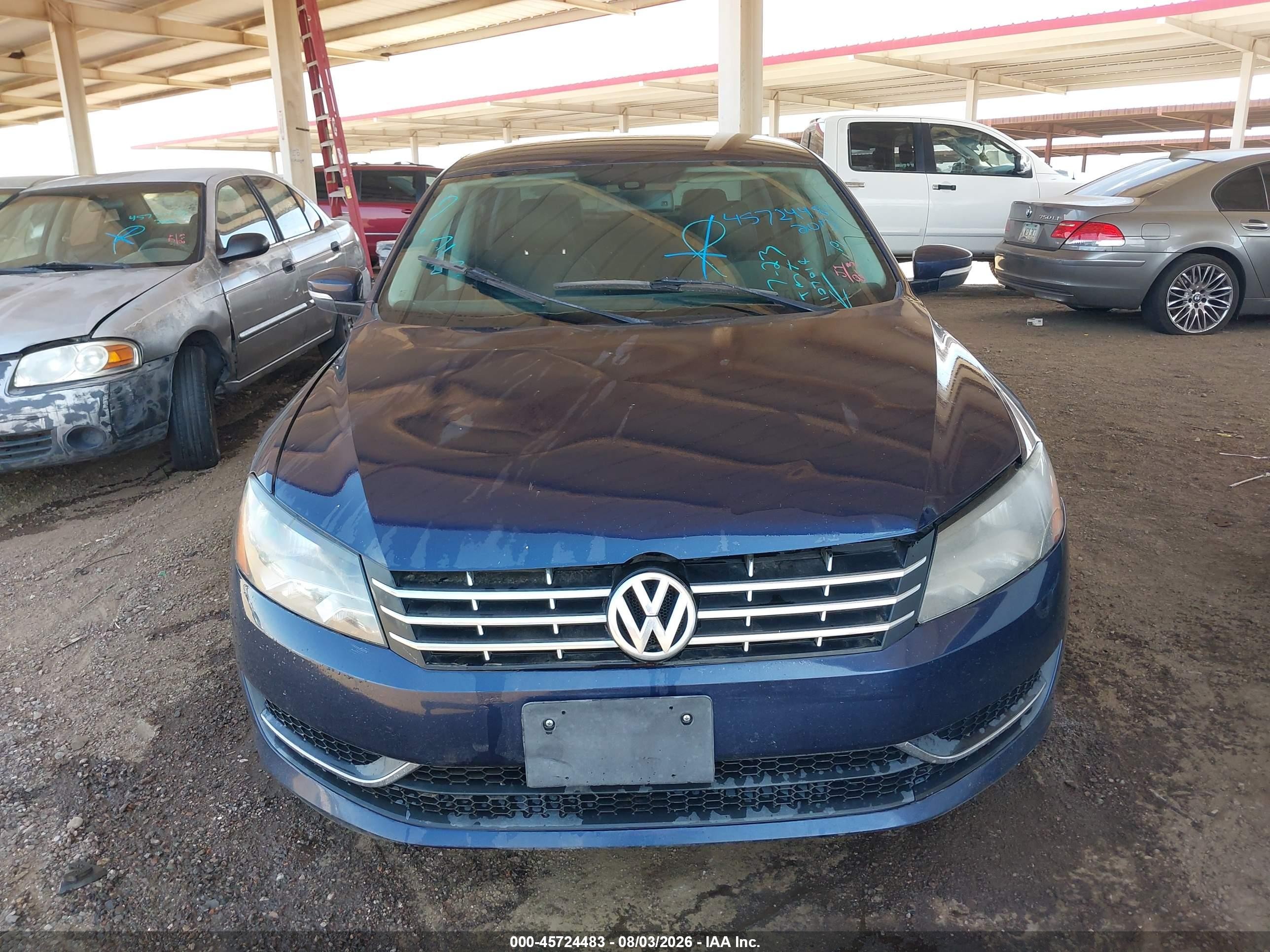 2013 Volkswagen Passat 2.5l Se Blue vin: 1VWBP7A38DC107014
