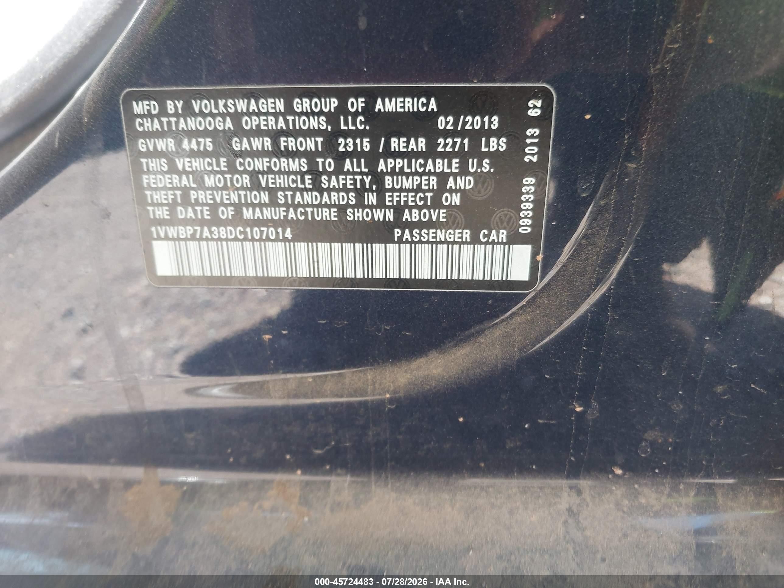 2013 Volkswagen Passat 2.5l Se Blue vin: 1VWBP7A38DC107014