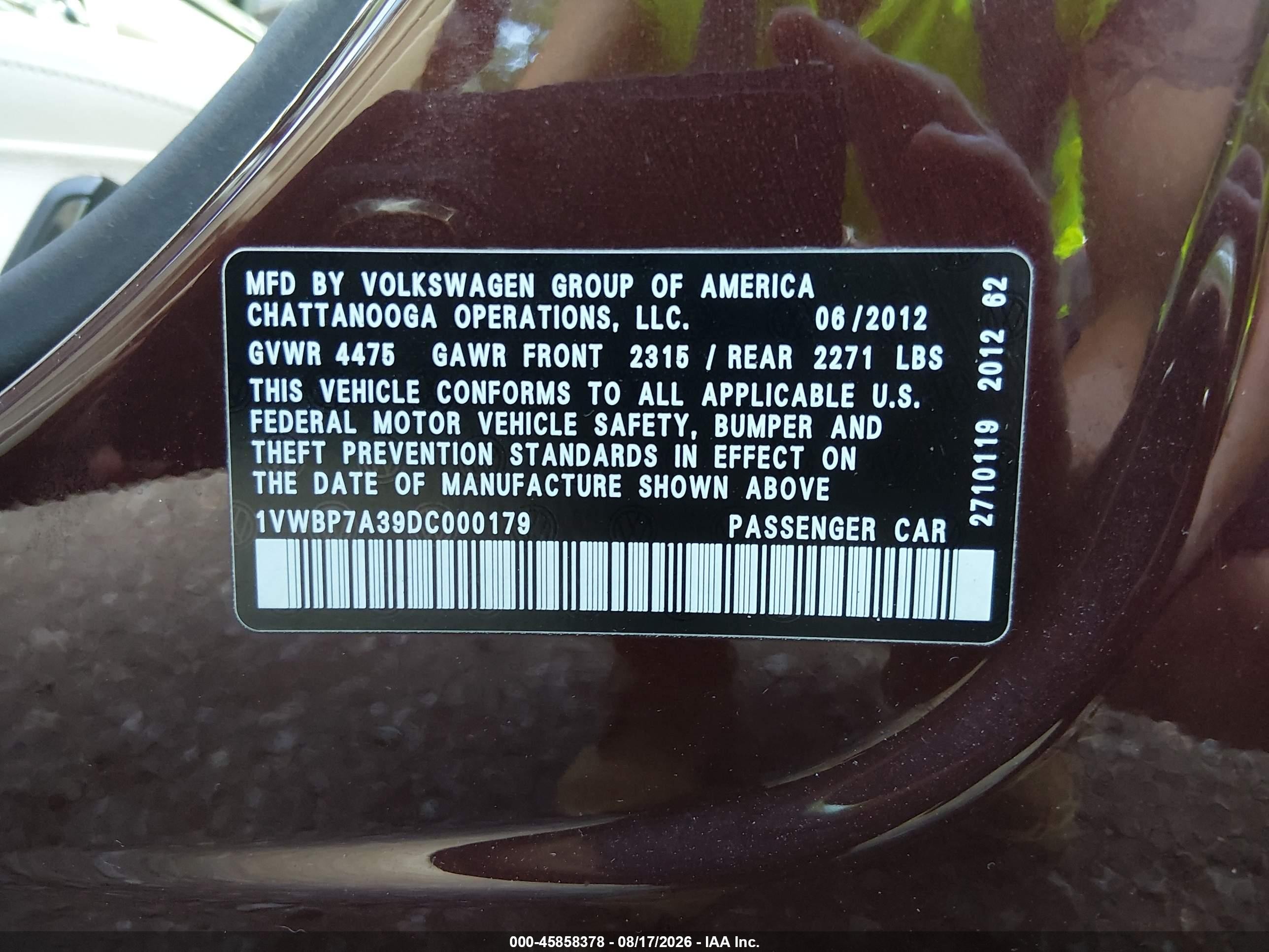 2013 Volkswagen Passat 2.5l Se Красный vin: 1VWBP7A39DC000179
