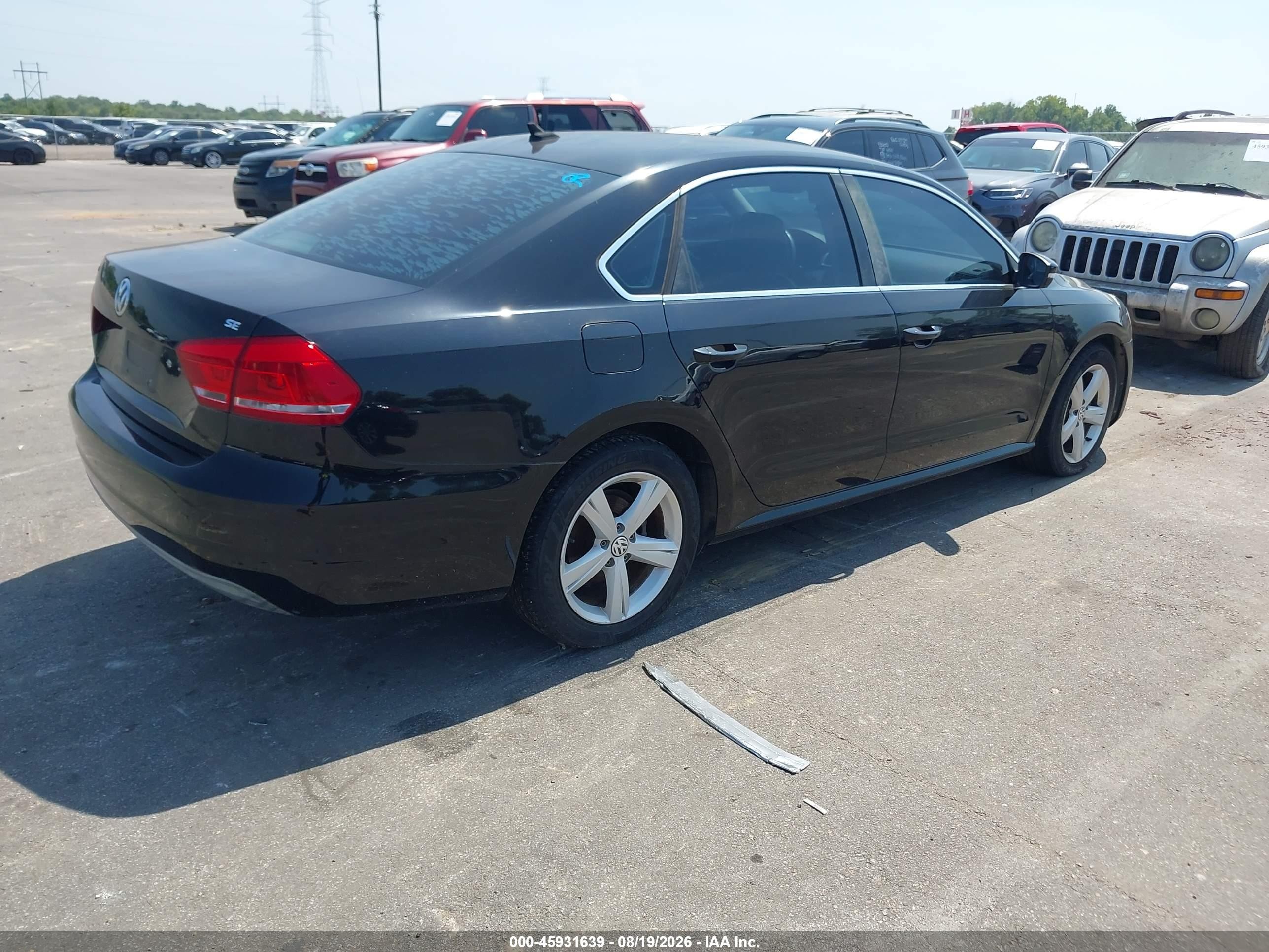 2013 Volkswagen Passat 2.5l Se Black vin: 1VWBP7A39DC015765