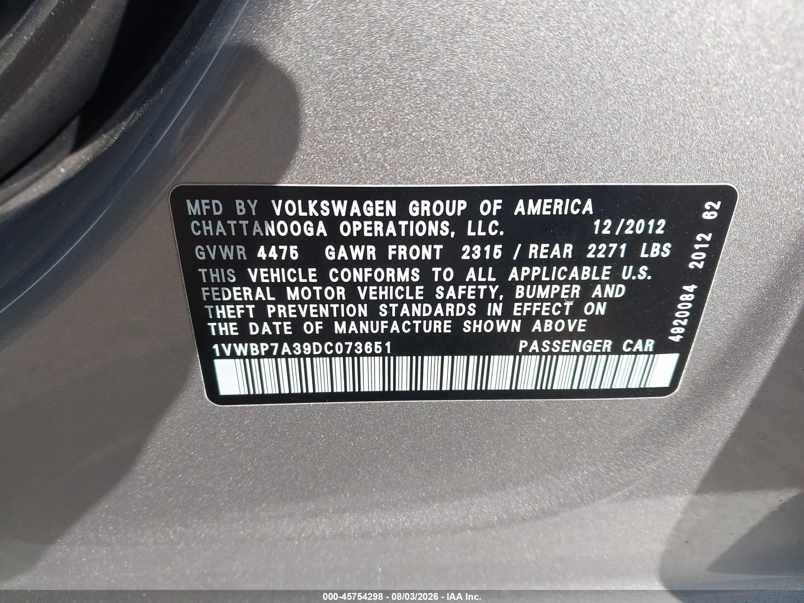 2013 Volkswagen Passat 2.5l Se Silver vin: 1VWBP7A39DC073651